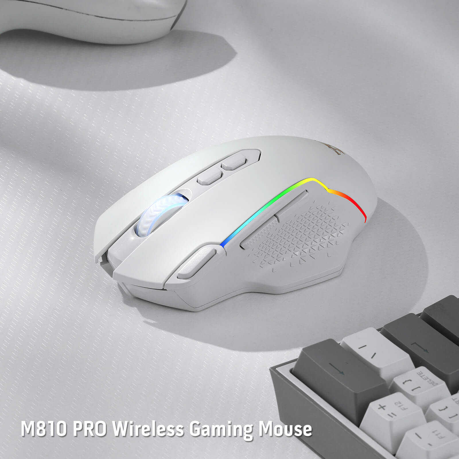 Mouse Gaming Nirkabel Redragon M810 Pro, Mouse Gamer Kabel/Nirkabel 10000 DPI dengan Tombol Rapid Fire, 8 Tombol Makro, Kapasitas Daya Tahan 45 Jam, dan Lampu Latar RGB untuk PC/Mac/Laptop