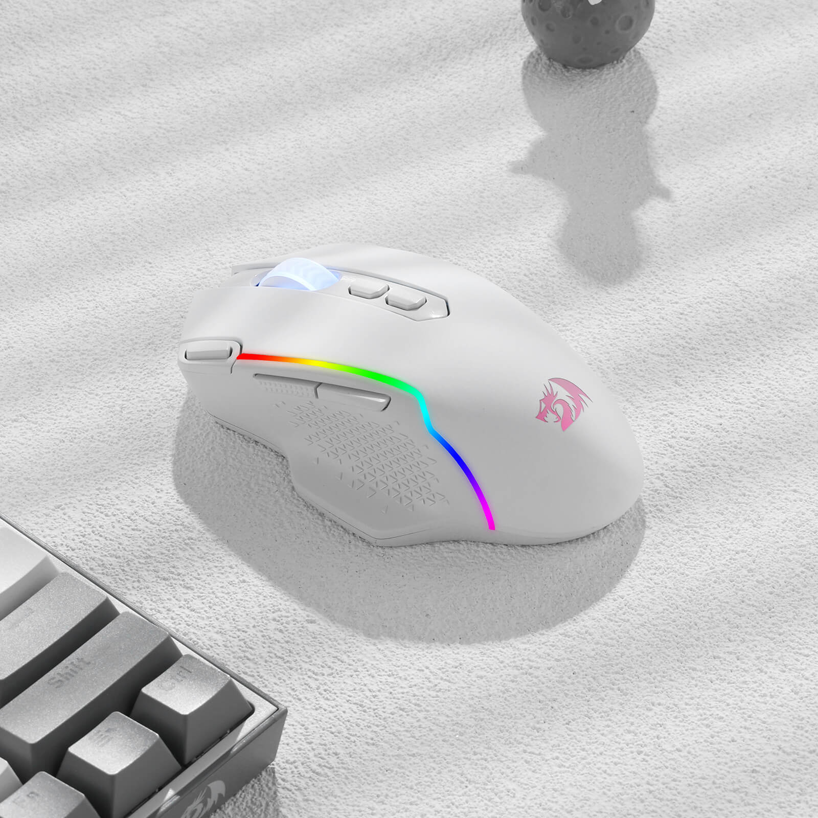 Mouse Gaming Nirkabel Redragon M810 Pro, Mouse Gamer Kabel/Nirkabel 10000 DPI dengan Tombol Rapid Fire, 8 Tombol Makro, Kapasitas Daya Tahan 45 Jam, dan Lampu Latar RGB untuk PC/Mac/Laptop