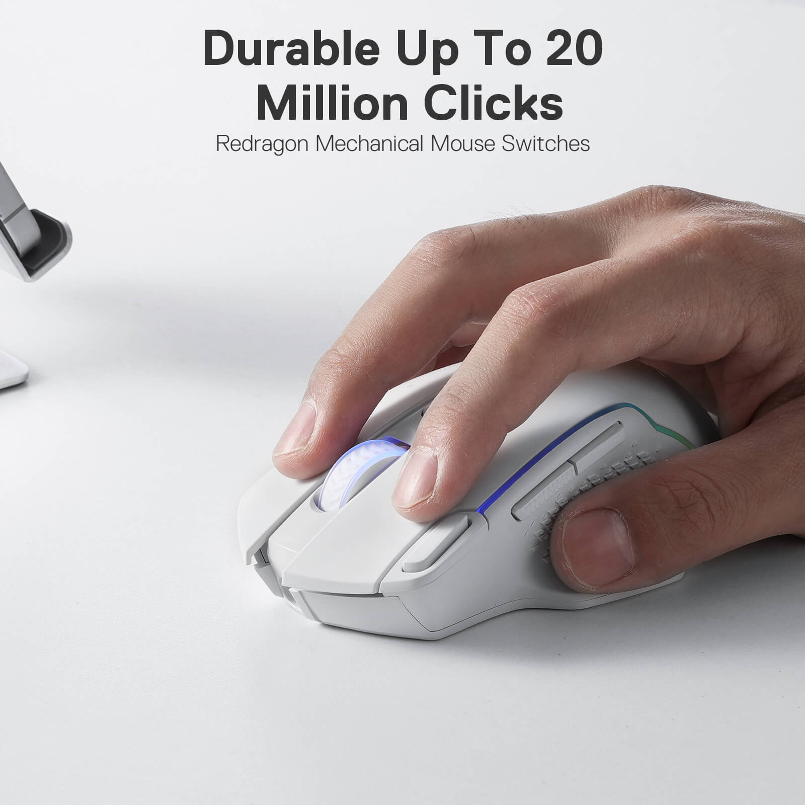 Mouse Gaming Nirkabel Redragon M810 Pro, Mouse Gamer Kabel/Nirkabel 10000 DPI dengan Tombol Rapid Fire, 8 Tombol Makro, Kapasitas Daya Tahan 45 Jam, dan Lampu Latar RGB untuk PC/Mac/Laptop