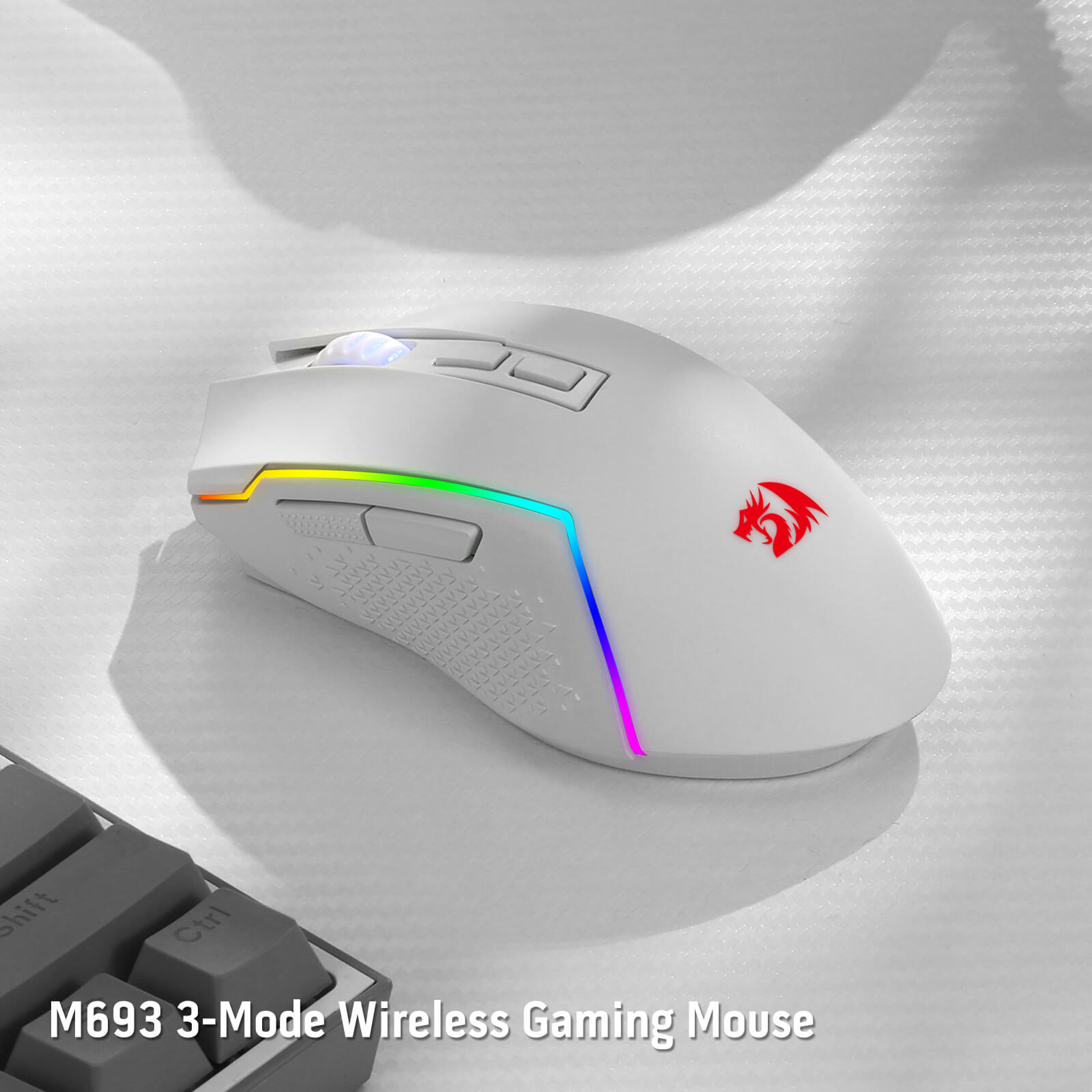 Redragon M693 Mouse Gaming Nirkabel Bluetooth, Mouse Gamer Kabel/Nirkabel 8000 DPI dengan Koneksi 3 Mode, BT & Nirkabel 2.4G, 7 Tombol Makro, Kapasitas Daya Tahan Lama, dan Lampu Latar RGB untuk PC/Mac/Laptop
