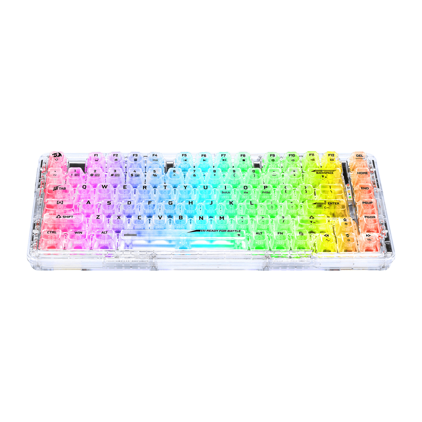 Redragon K649 PRO 78% Wireless Gasket RGB Gaming Keyboard, 3-Modes 82 Keys Full-Transparent Hot-Swap Compact Mechanical Keyboard w/Upgraded Socket, Sound Absorbing Foams, Translucent Custom Switch