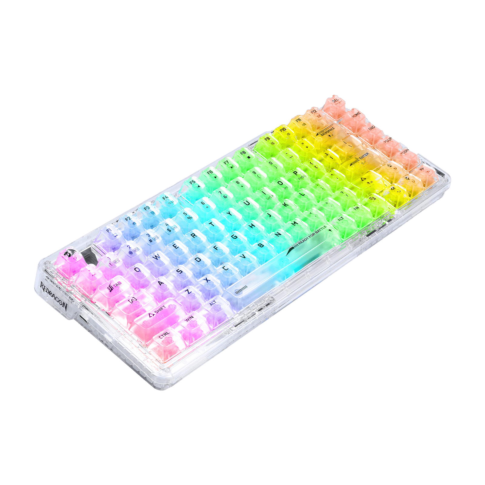 Redragon K649 PRO 78% Wireless Gasket RGB Gaming Keyboard, 3-Modes 82 Keys Full-Transparent Hot-Swap Compact Mechanical Keyboard w/Upgraded Socket, Sound Absorbing Foams, Translucent Custom Switch