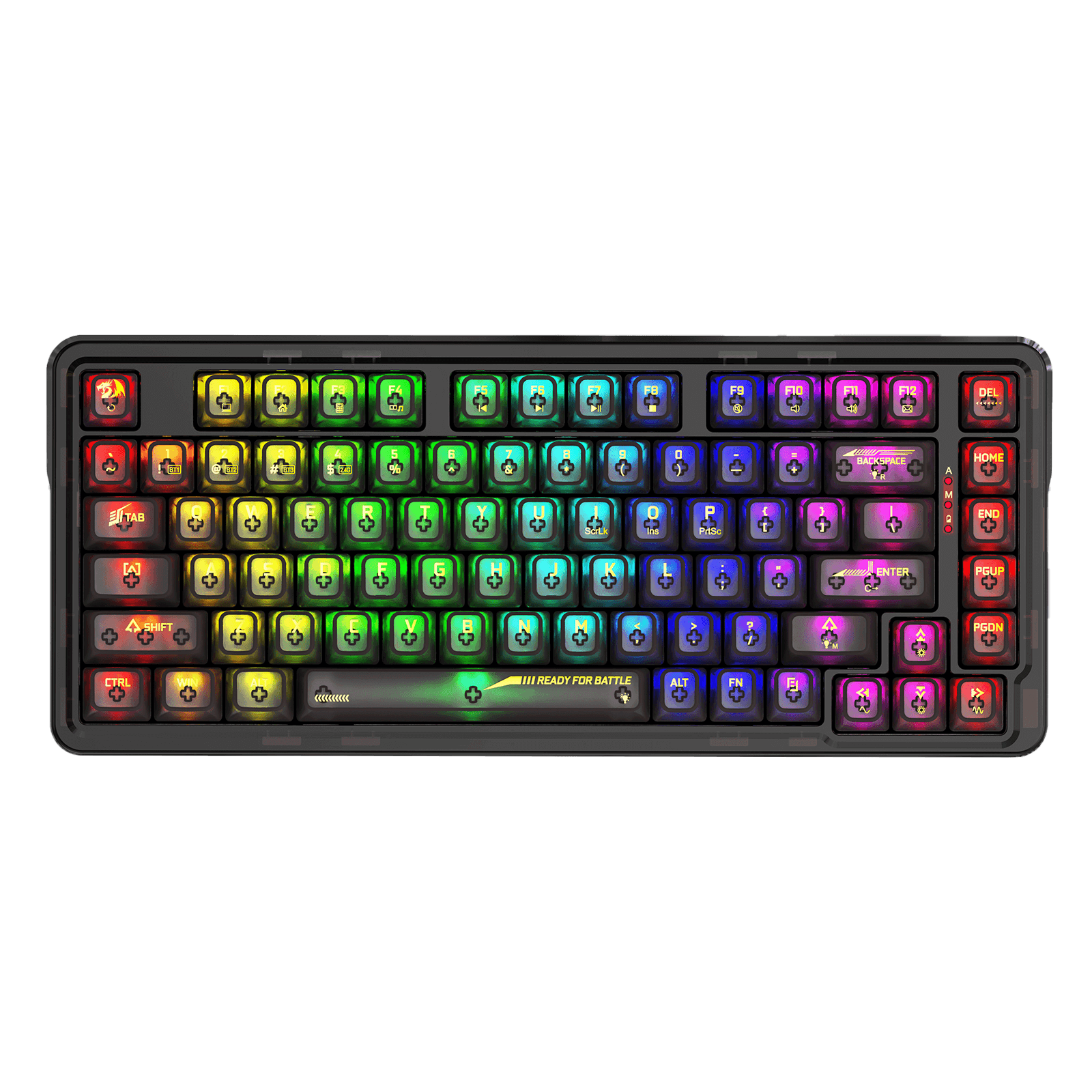 Redragon K649 PRO 78% Wireless Gasket RGB Gaming Keyboard, 3-Modes 82 Keys Full-Transparent Hot-Swap Compact Mechanical Keyboard w/Upgraded Socket, Sound Absorbing Foams, Translucent Custom Switch