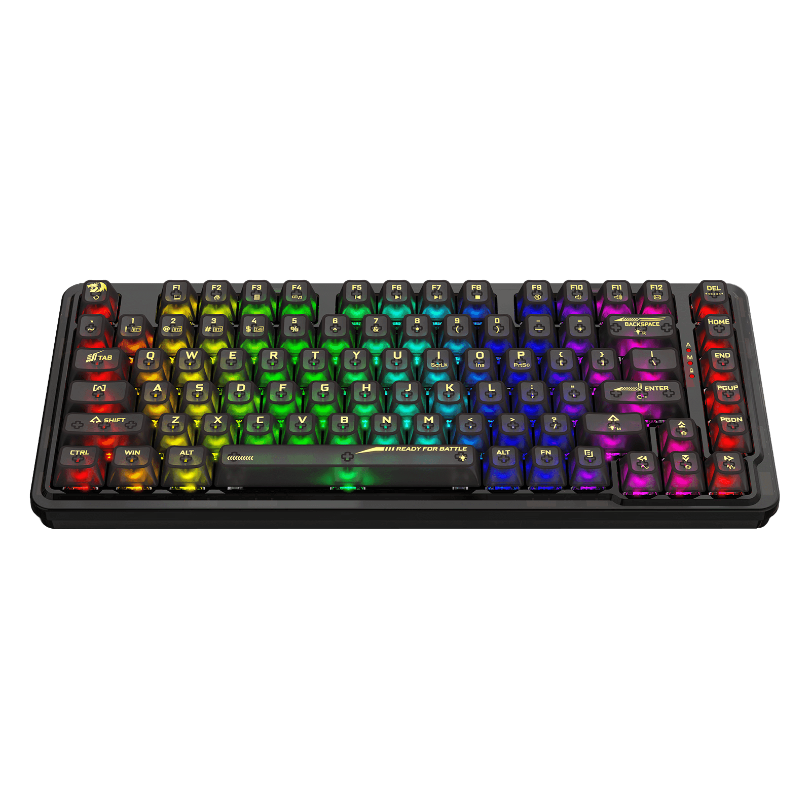 Redragon K649 PRO 78% Wireless Gasket RGB Gaming Keyboard, 3-Modes 82 Keys Full-Transparent Hot-Swap Compact Mechanical Keyboard w/Upgraded Socket, Sound Absorbing Foams, Translucent Custom Switch