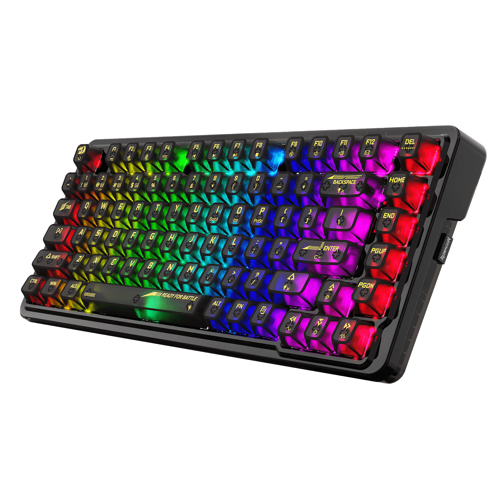 Redragon K649 PRO 78% Wireless Gasket RGB Gaming Keyboard, 3-Modes 82 Keys Full-Transparent Hot-Swap Compact Mechanical Keyboard w/Upgraded Socket, Sound Absorbing Foams, Translucent Custom Switch