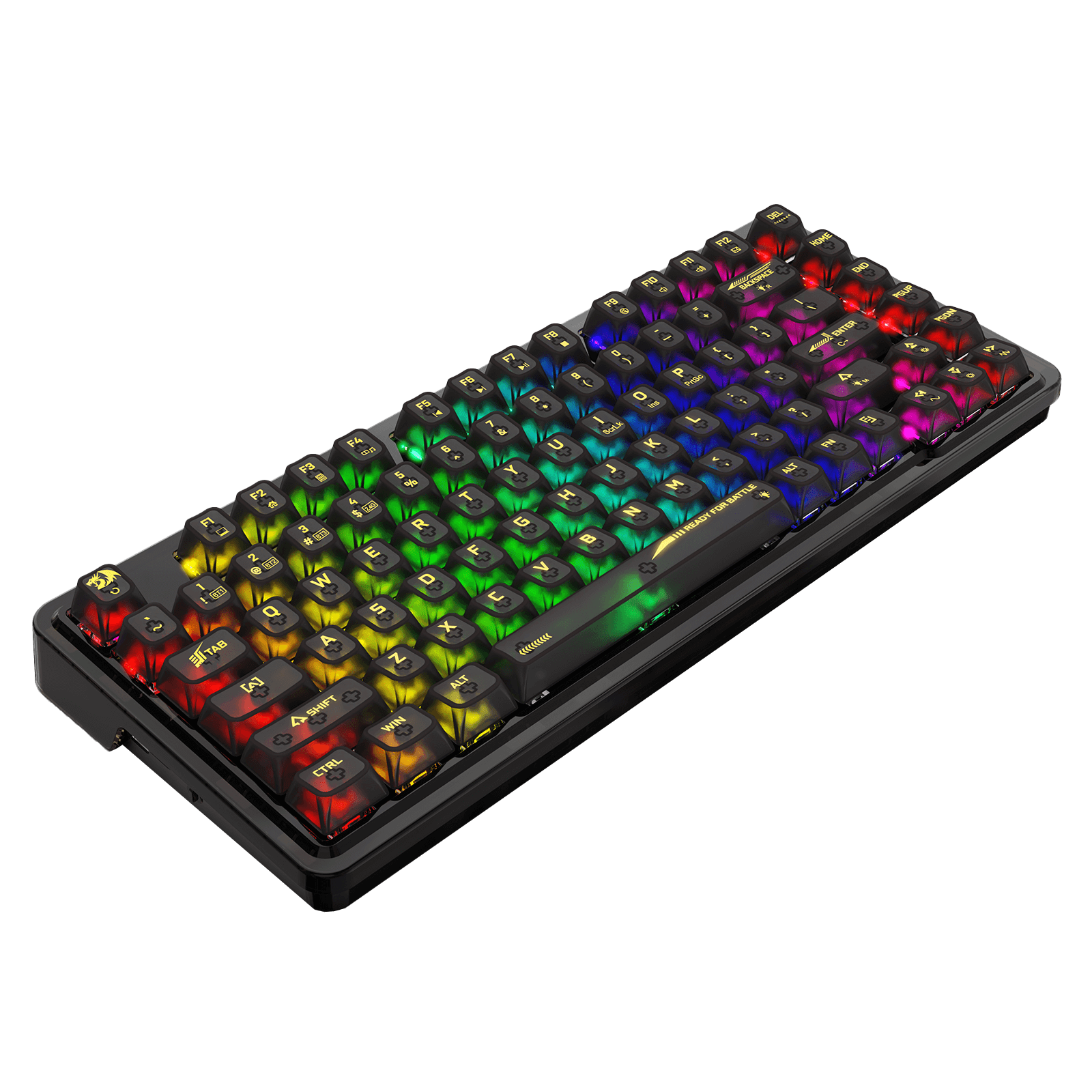 Redragon K649 PRO 78% Wireless Gasket RGB Gaming Keyboard, 3-Modes 82 Keys Full-Transparent Hot-Swap Compact Mechanical Keyboard w/Upgraded Socket, Sound Absorbing Foams, Translucent Custom Switch