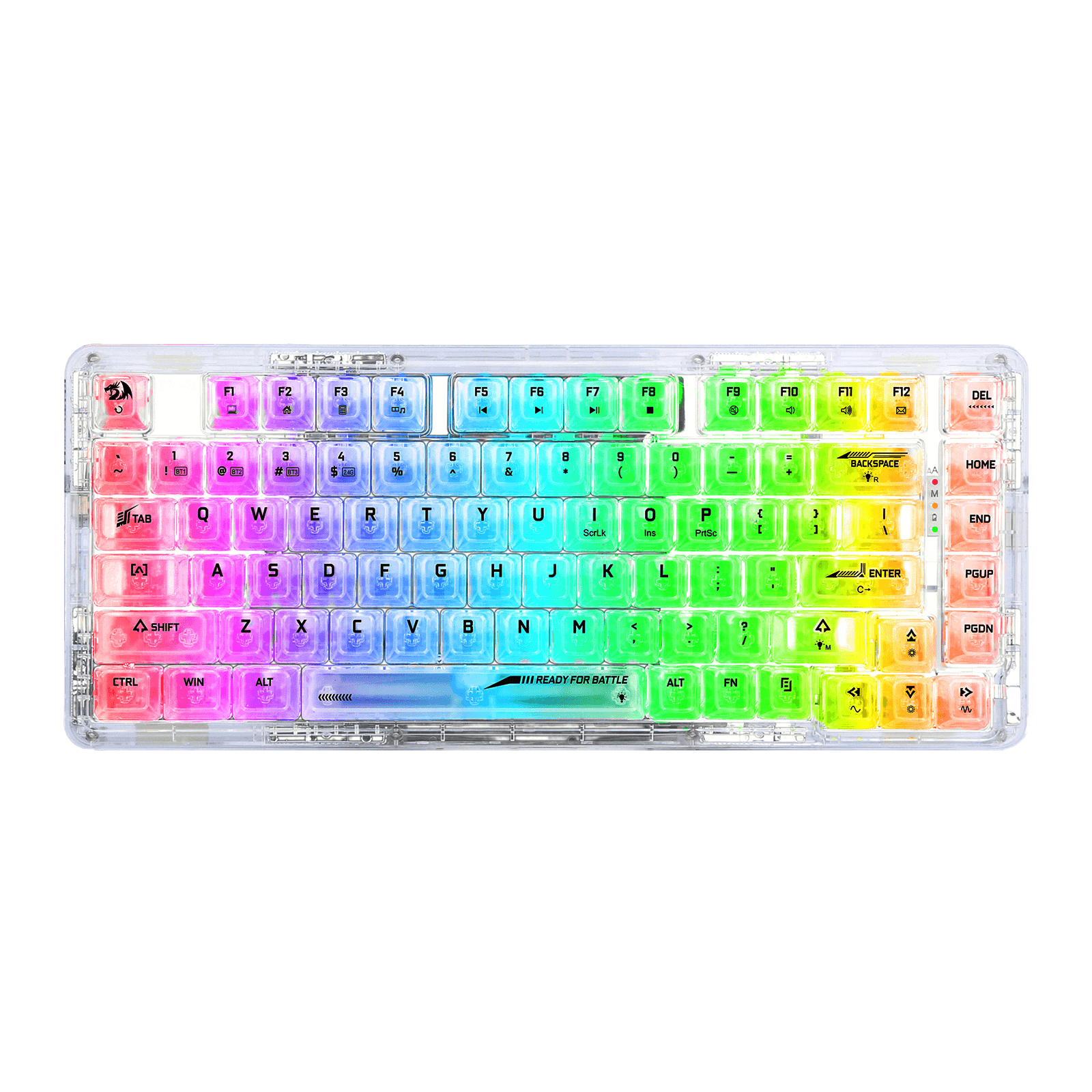 Redragon K649 PRO 78% Wireless Gasket RGB Gaming Keyboard, 3-Modes 82 Keys Full-Transparent Hot-Swap Compact Mechanical Keyboard w/Upgraded Socket, Sound Absorbing Foams, Translucent Custom Switch