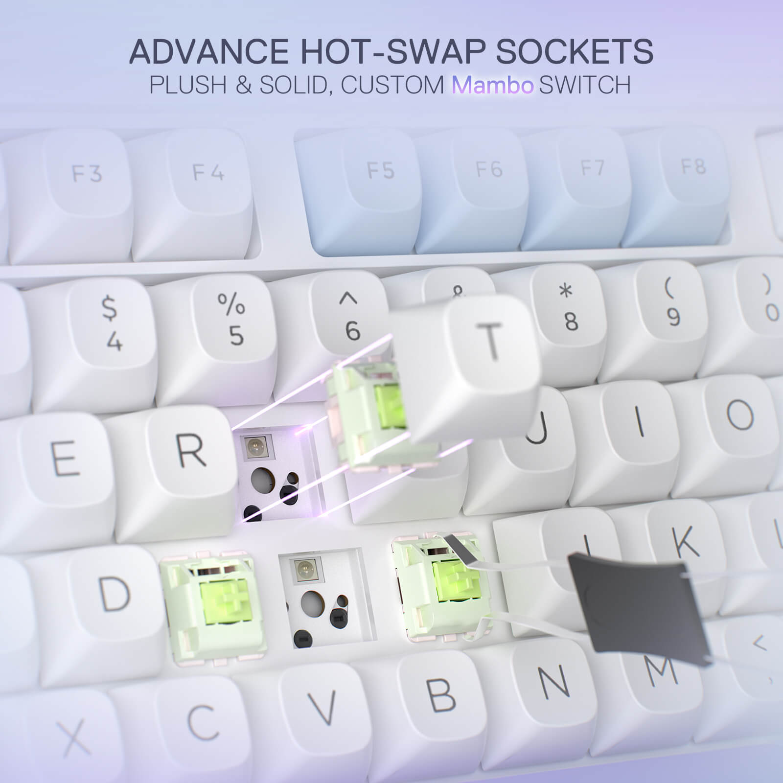 Redragon UCAL MAX K673 MOA Keycaps 75% 81 PBT Keys Hot-Swappable Gaming Keyboard in Moonrise Violet