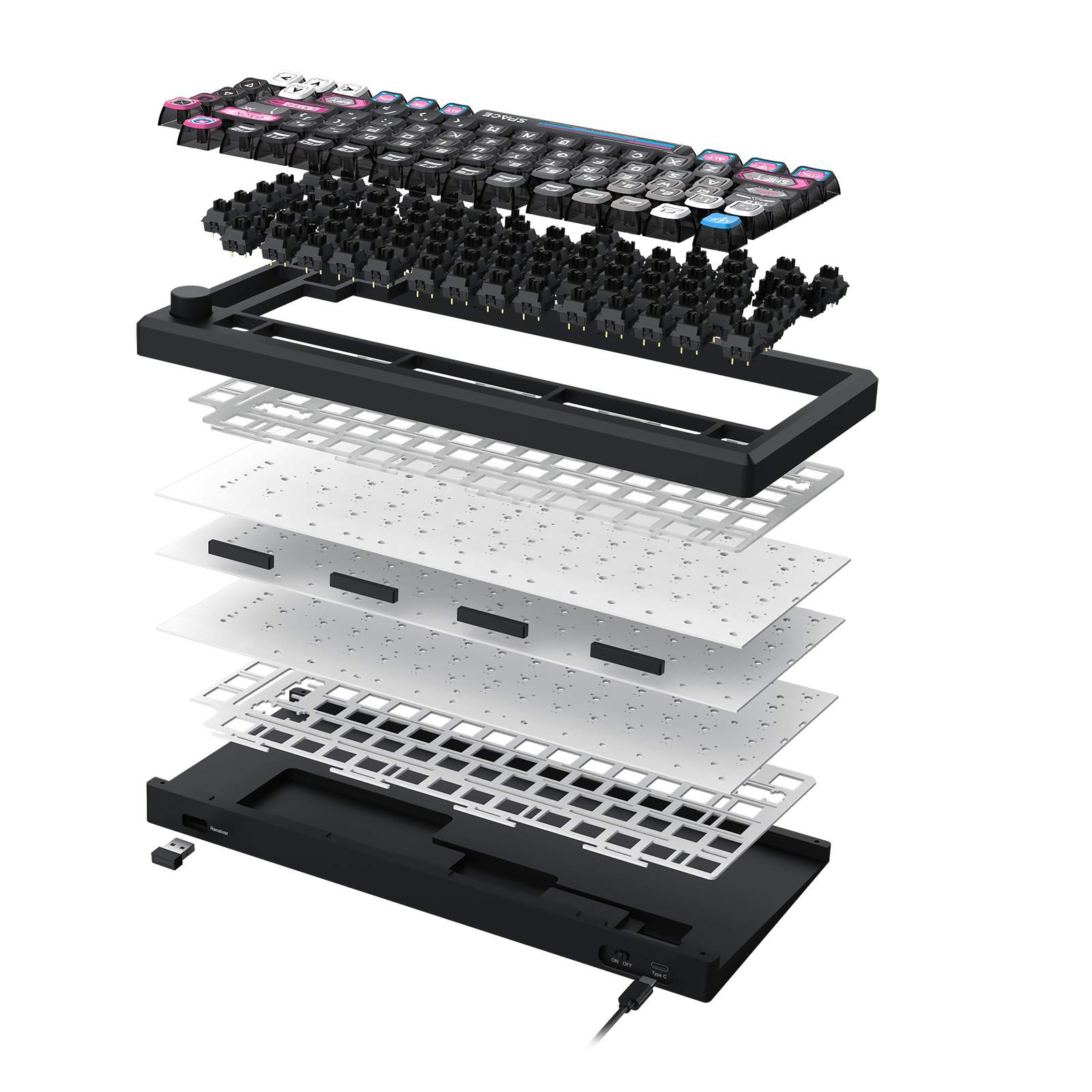 URANUS PRO 82 K732MC-RGB-PRO 3 Mode Koneksi Mekanis Keyboard Bodi Paduan Aluminium