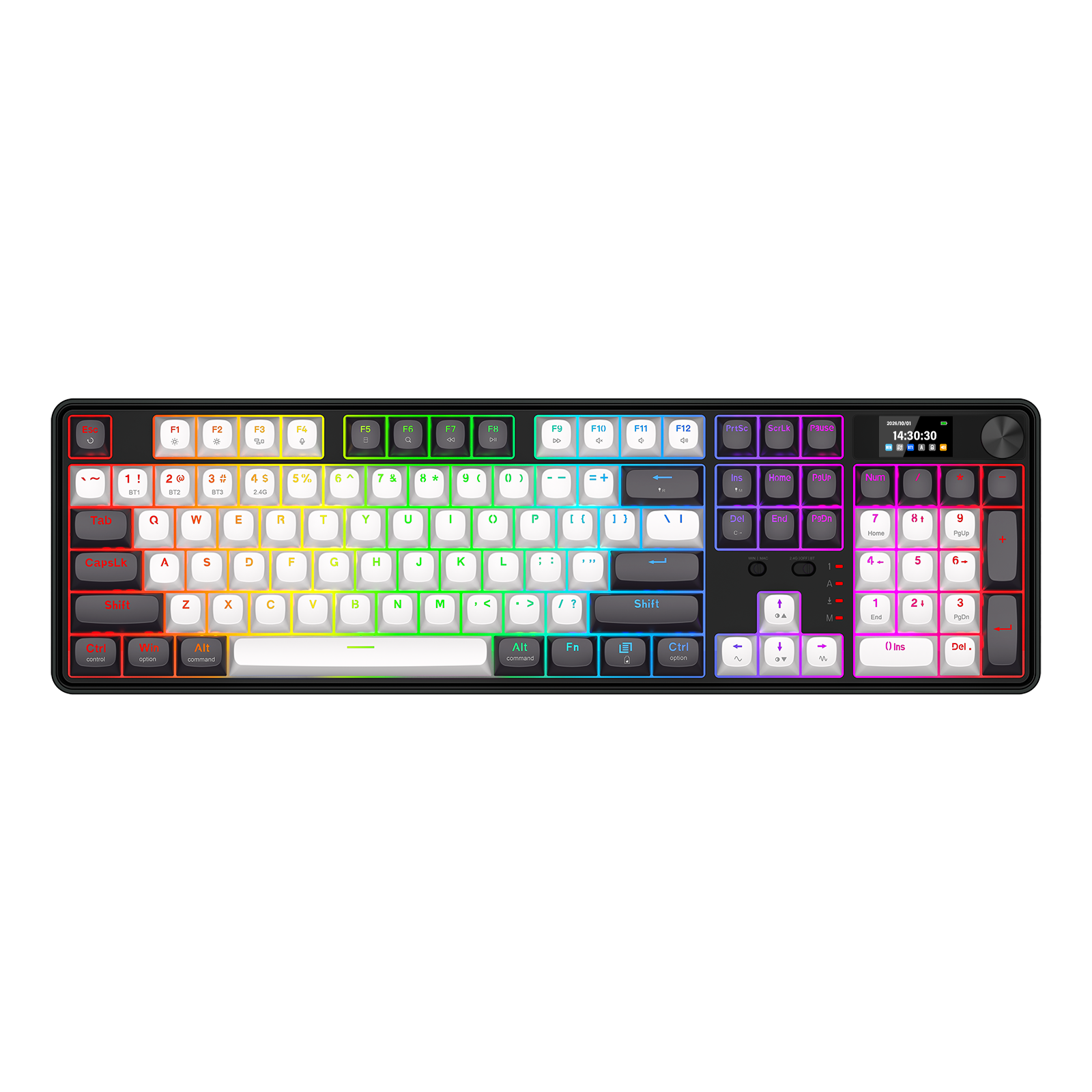 Redragon K761WB-RGB-PRO 3-Mode Keyboard Mekanik Gasket 104 Tombol dengan Layar LCD
