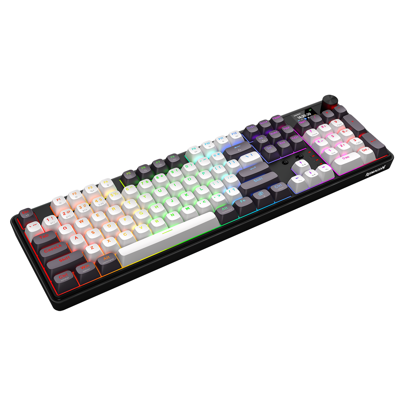 Redragon K761WB-RGB-PRO 3-Mode Keyboard Mekanik Gasket 104 Tombol dengan Layar LCD