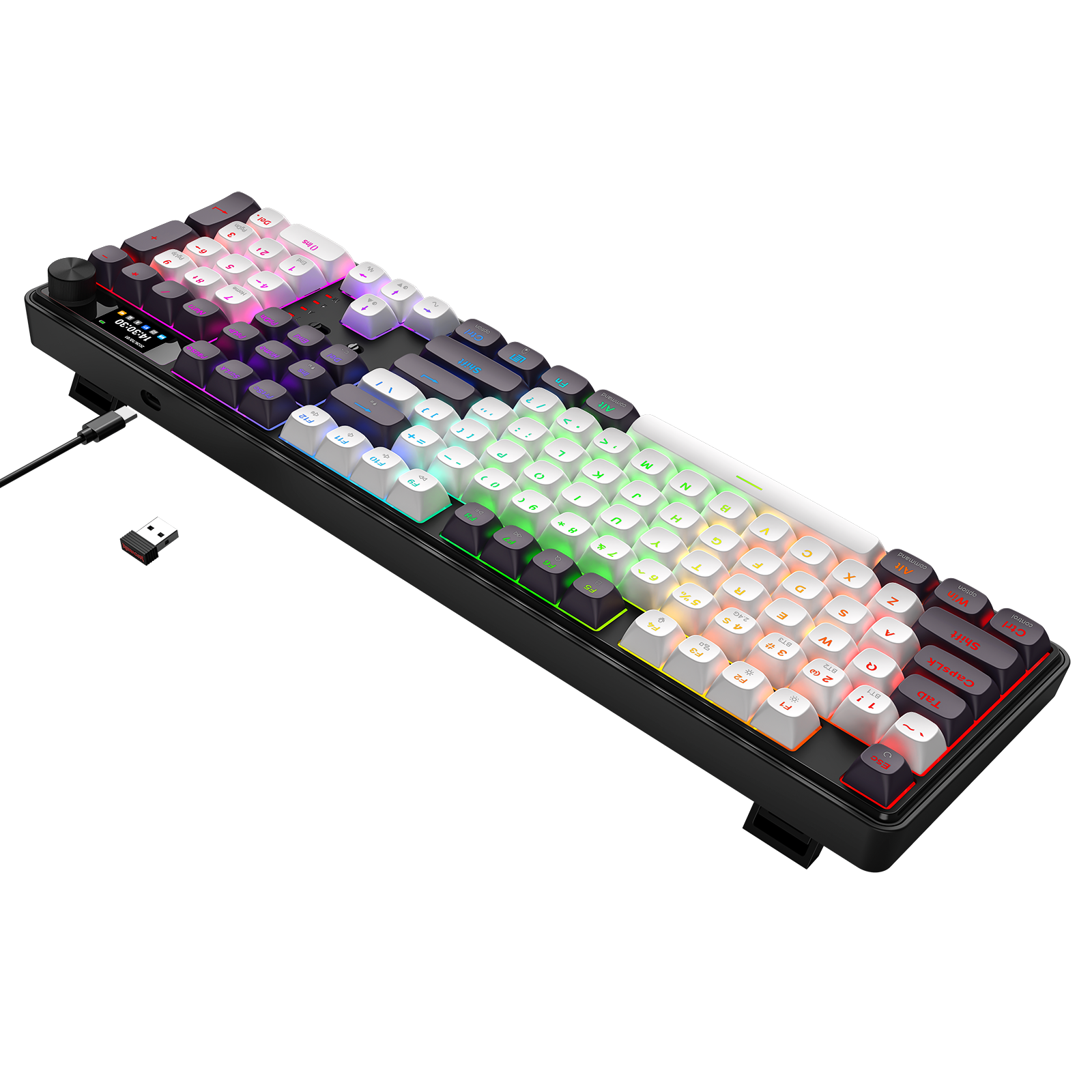 Redragon K761WB-RGB-PRO 3-Mode Keyboard Mekanik Gasket 104 Tombol dengan Layar LCD