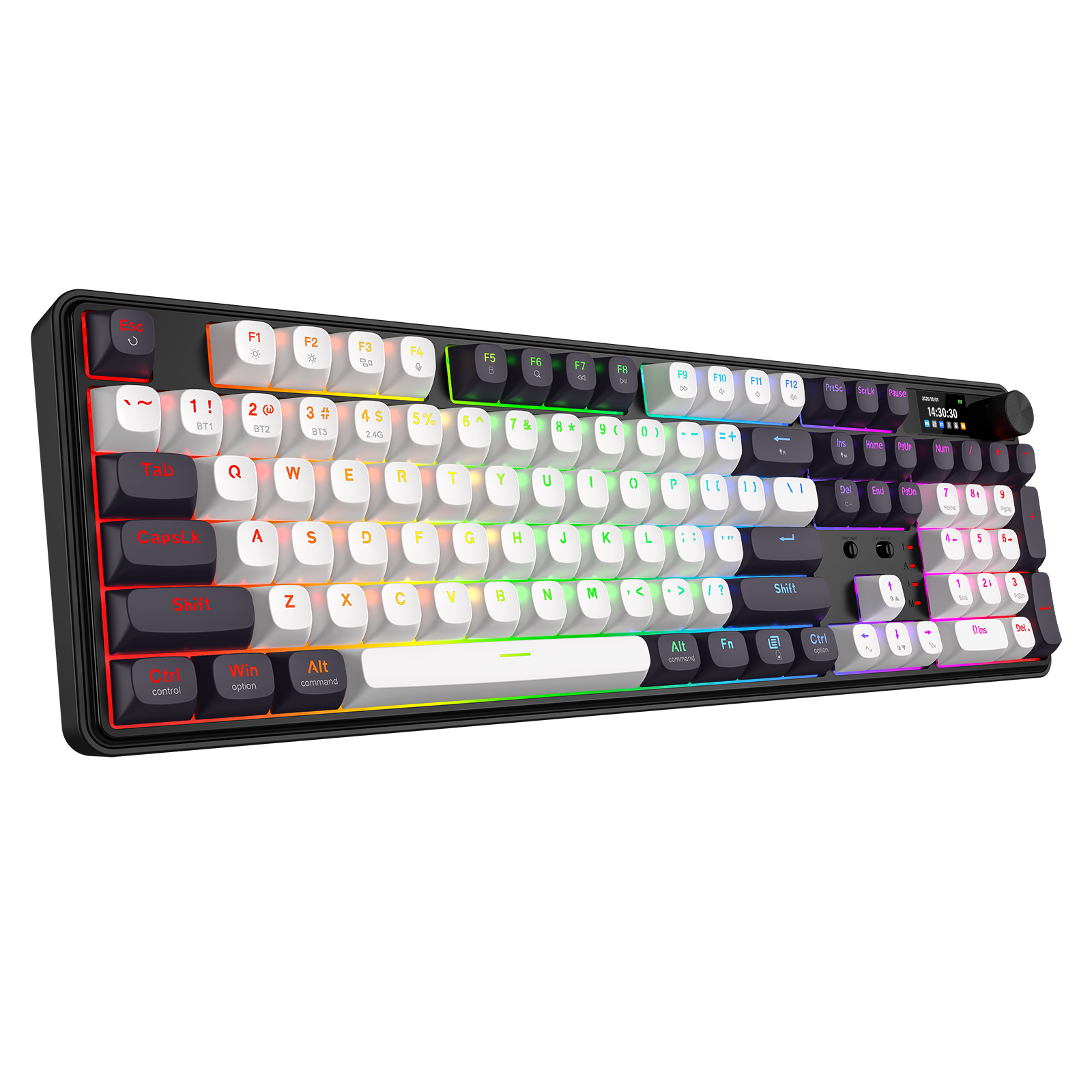 Redragon K761WB-RGB-PRO 3-Mode Keyboard Mekanik Gasket 104 Tombol dengan Layar LCD