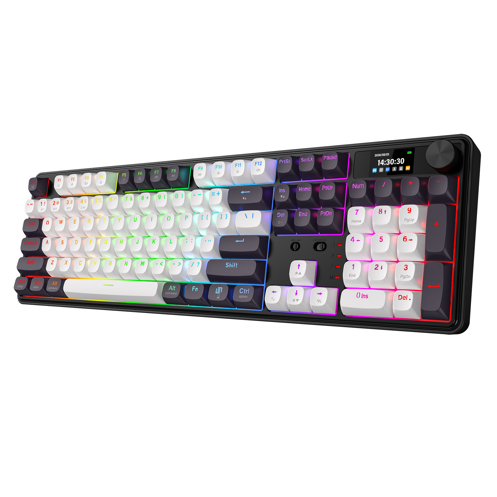 Redragon K761WB-RGB-PRO 3-Mode Keyboard Mekanik Gasket 104 Tombol dengan Layar LCD