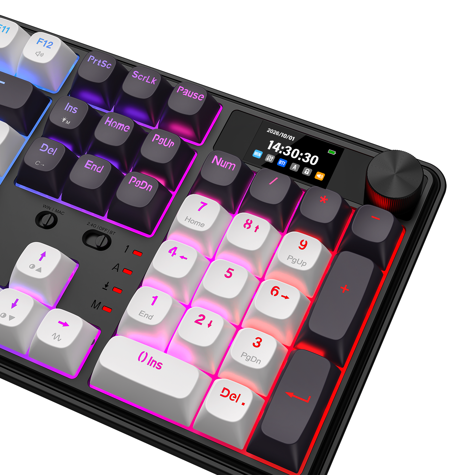 Redragon K761WB-RGB-PRO 3-Mode Keyboard Mekanik Gasket 104 Tombol dengan Layar LCD