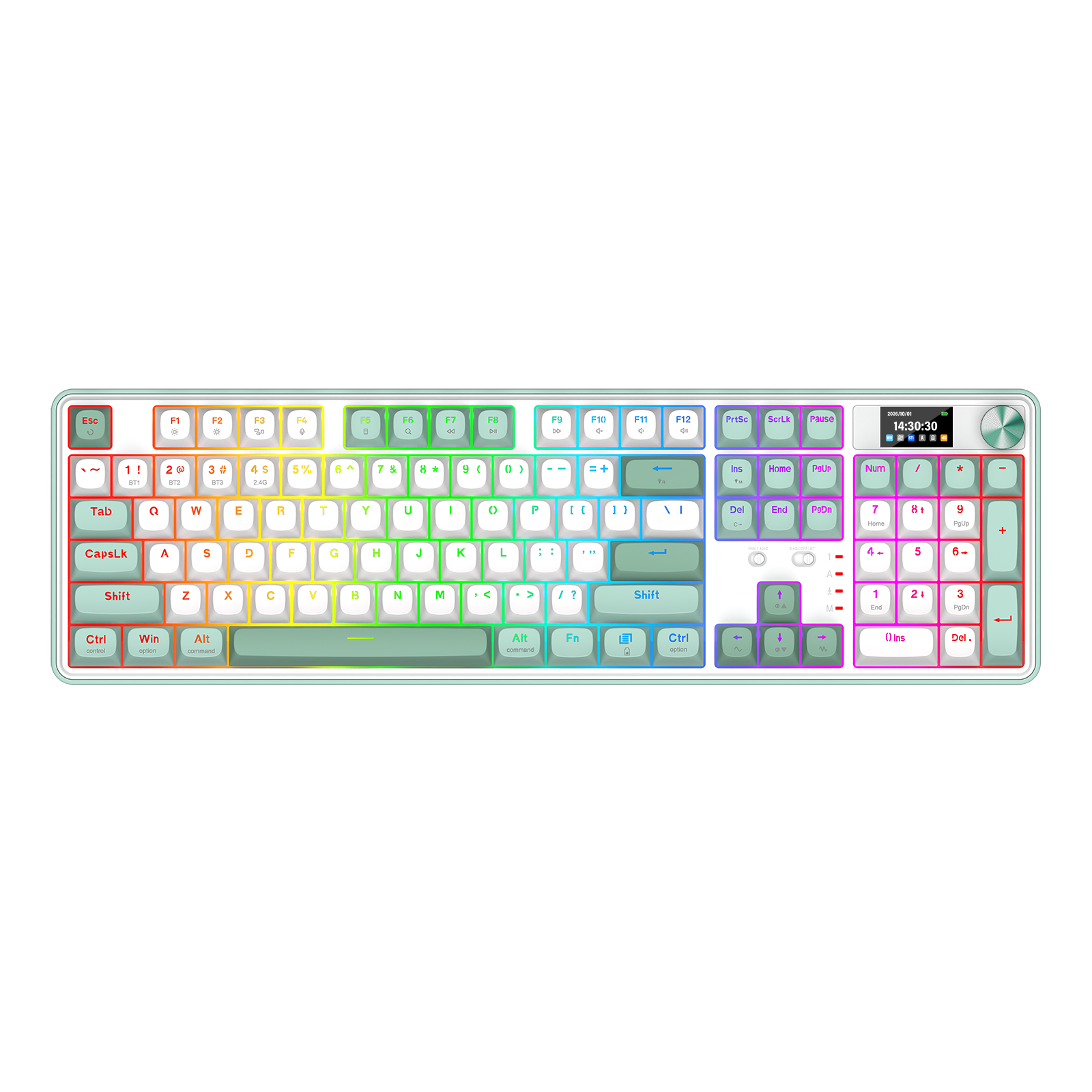 Redragon K761WG-RGB-PRO 3-Mode Keyboard Mekanikal Gasket 104 Tombol dengan Layar LCD