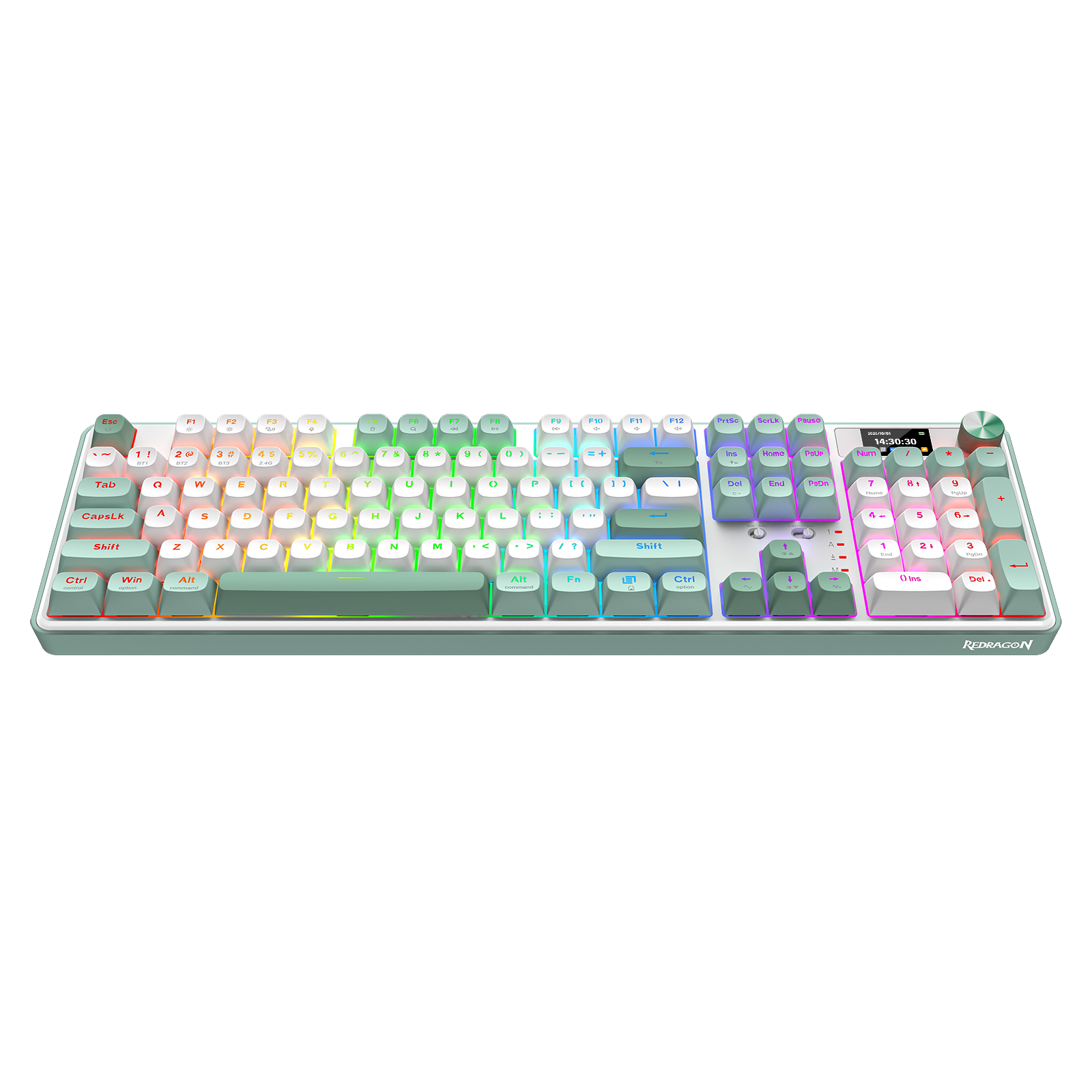 Redragon K761WG-RGB-PRO 3-Mode Keyboard Mekanikal Gasket 104 Tombol dengan Layar LCD