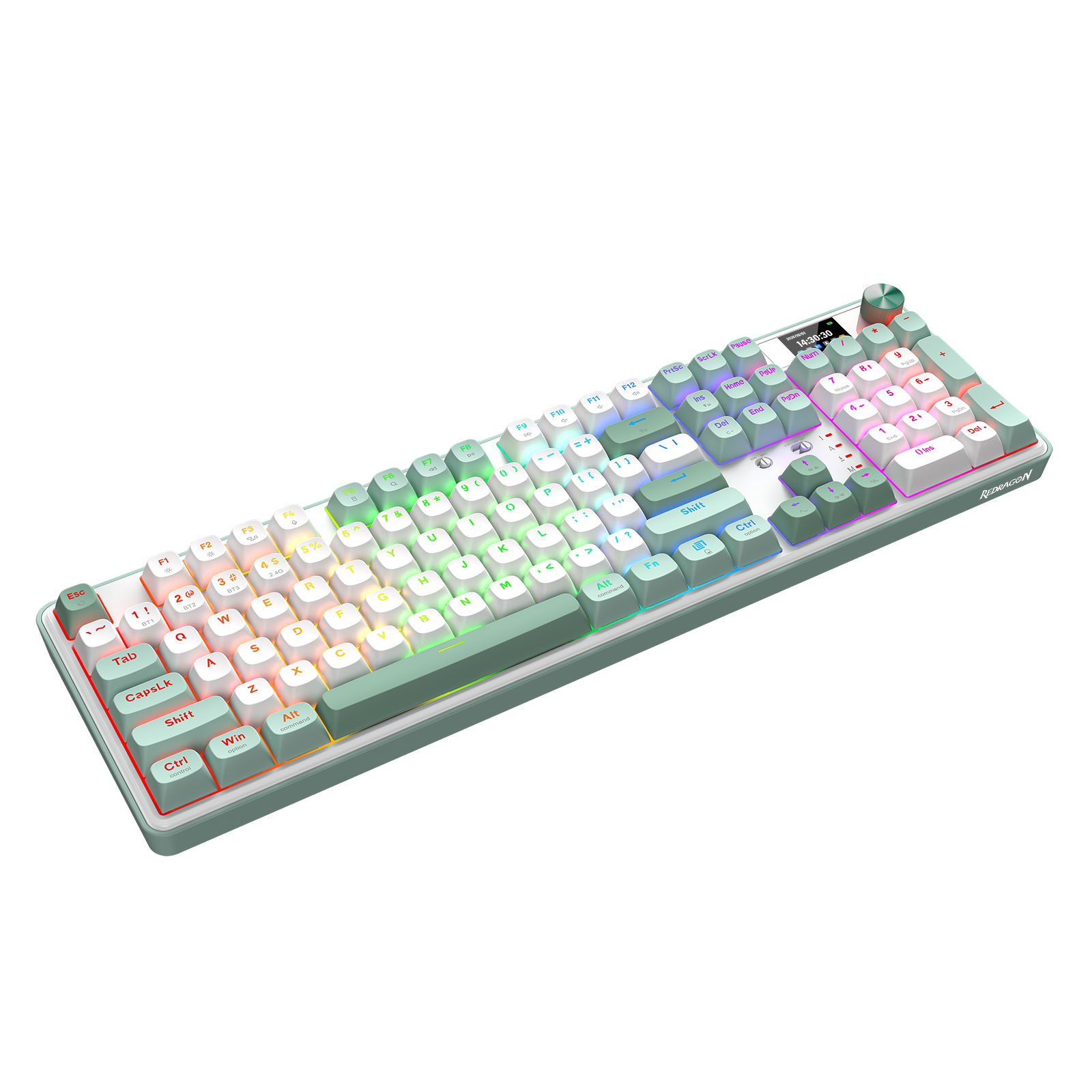 Redragon K761WG-RGB-PRO 3-Mode Keyboard Mekanikal Gasket 104 Tombol dengan Layar LCD