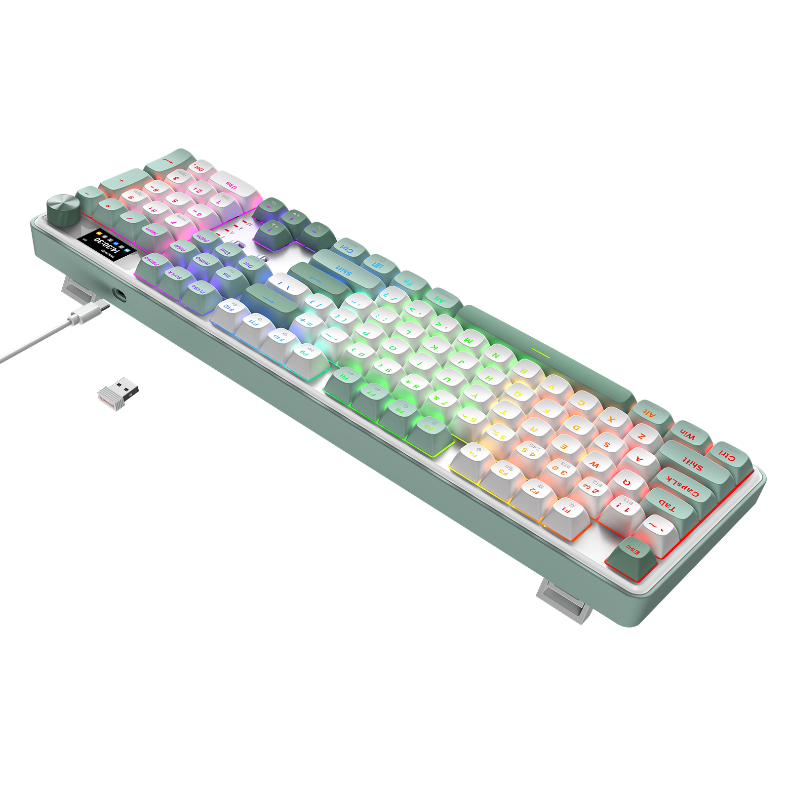 Redragon K761WG-RGB-PRO 3-Mode Keyboard Mekanikal Gasket 104 Tombol dengan Layar LCD