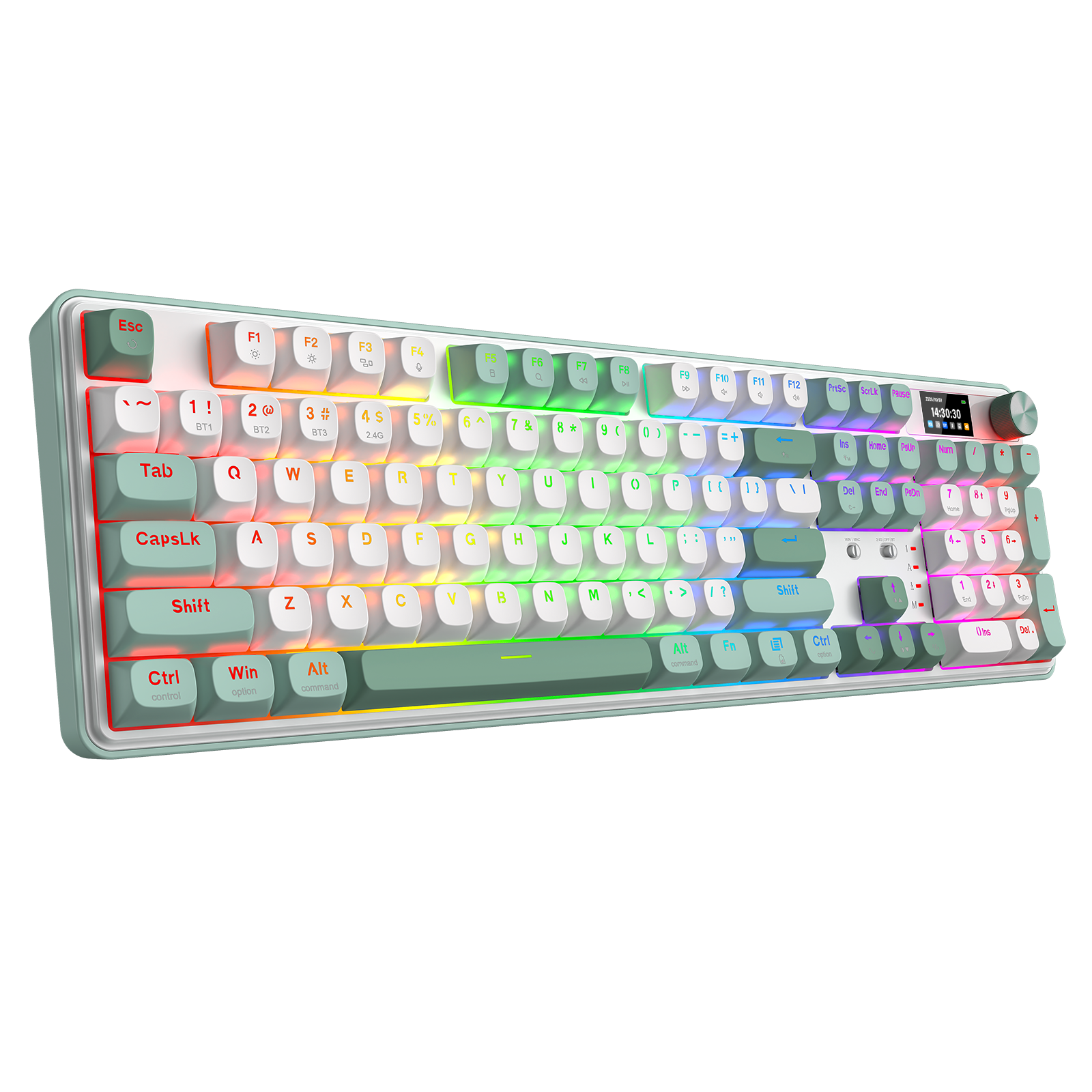 Redragon K761WG-RGB-PRO 3-Mode Keyboard Mekanikal Gasket 104 Tombol dengan Layar LCD
