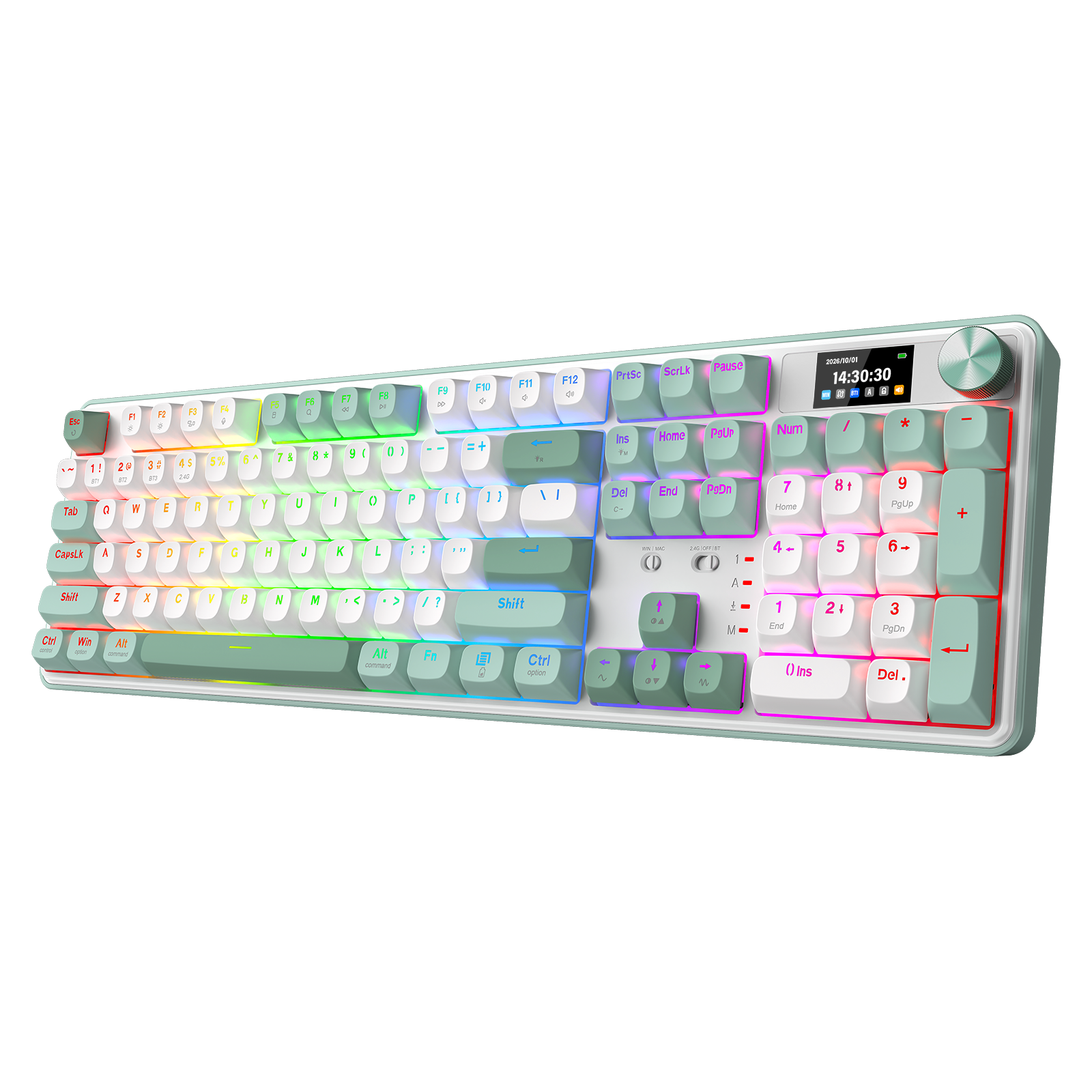 Redragon K761WG-RGB-PRO 3-Mode Keyboard Mekanikal Gasket 104 Tombol dengan Layar LCD