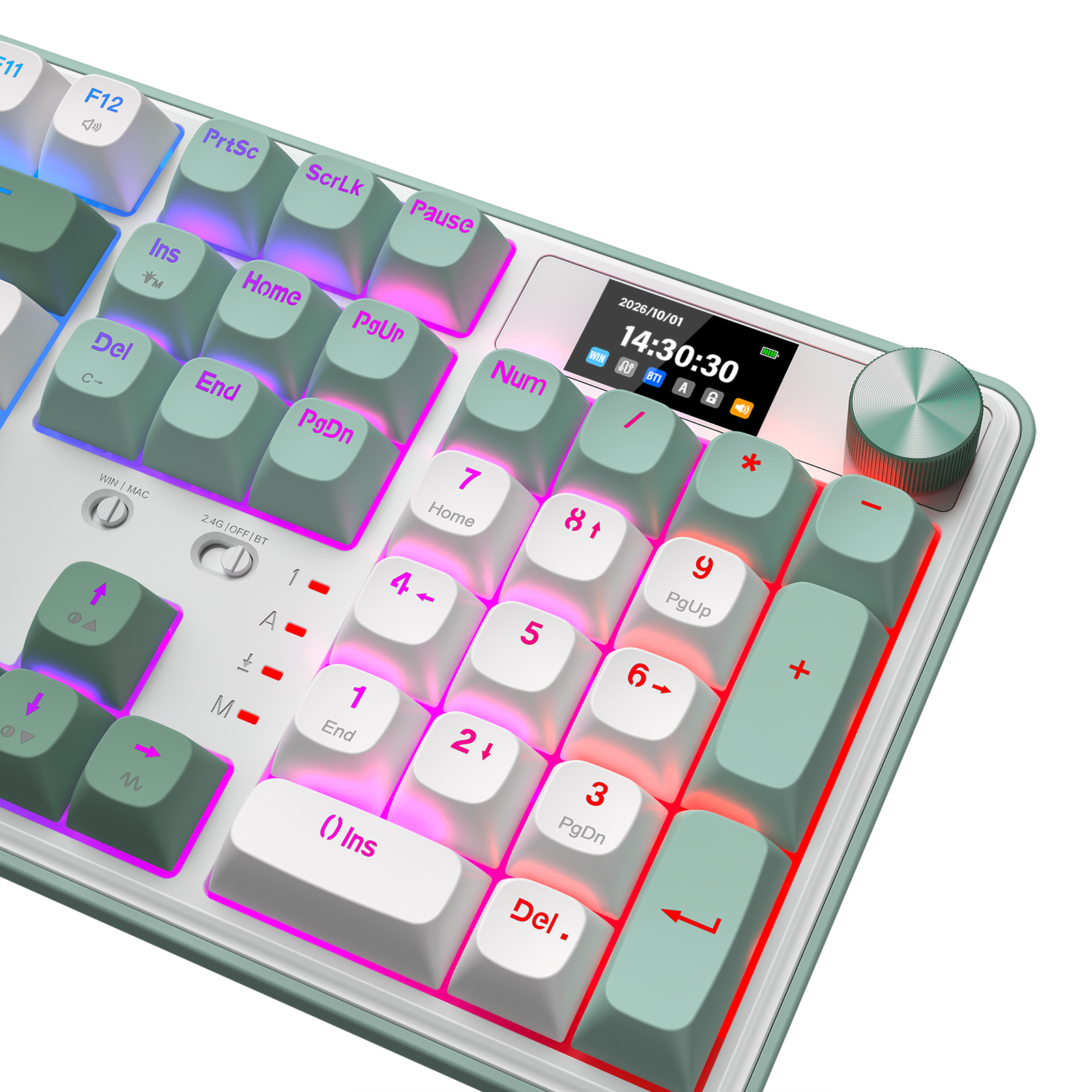 Redragon K761WG-RGB-PRO 3-Mode Keyboard Mekanikal Gasket 104 Tombol dengan Layar LCD
