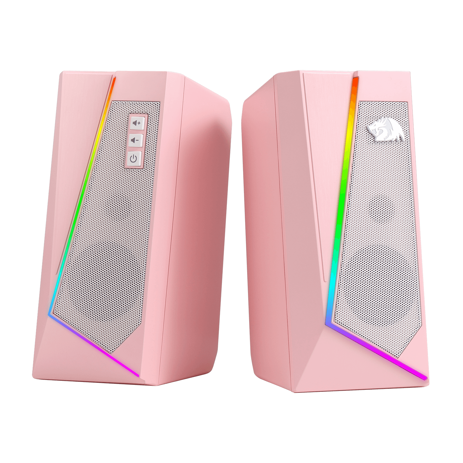 Redragon GS520 RGB Desktop Speakers, 2.0 Channel PC Computer Stereo Speaker with 6 Colorful LED Modes, Enhanced Sound and Easy-Access Volume Control, USB Powered w/ 3.5mm Cable, Pink