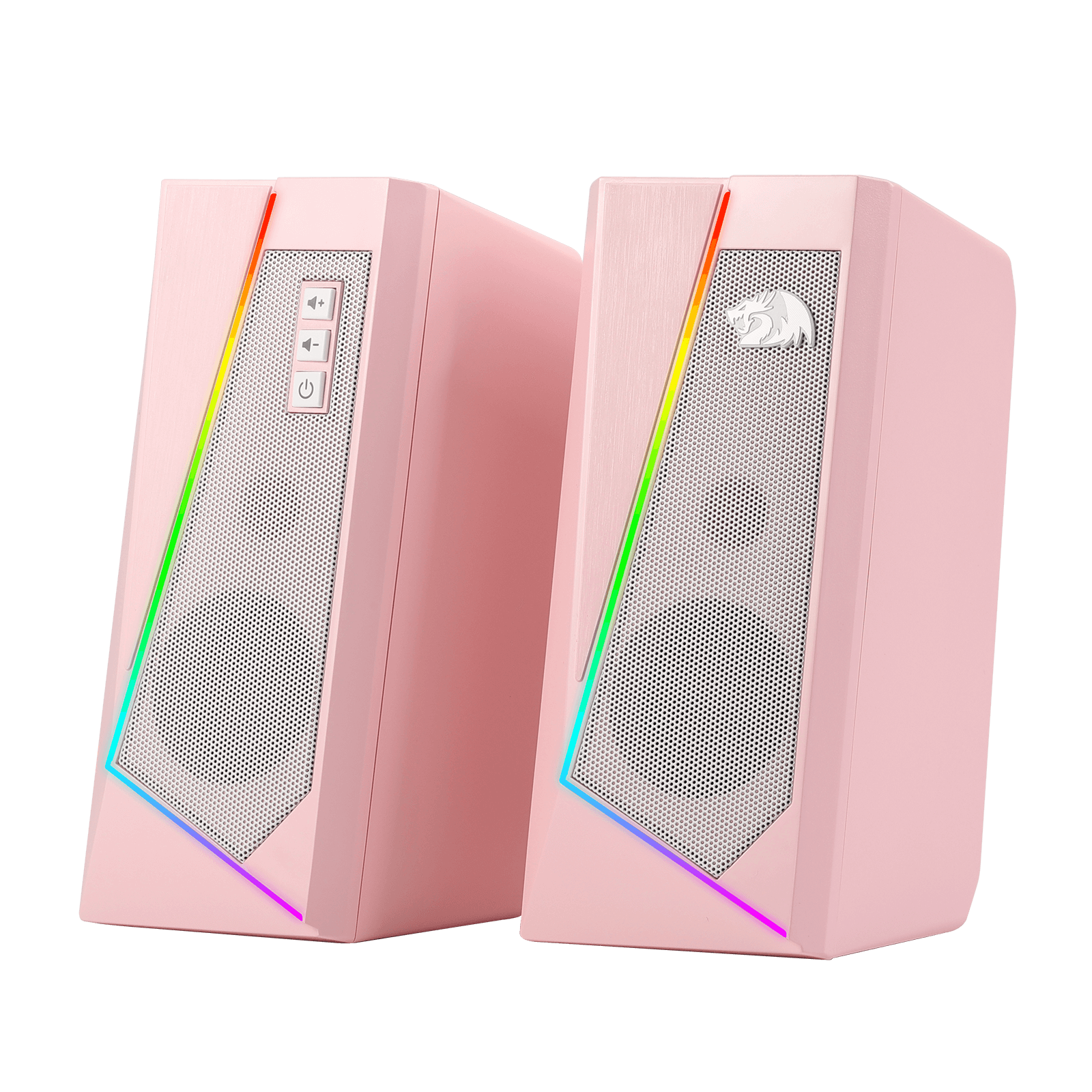 Redragon GS520 RGB Desktop Speakers, 2.0 Channel PC Computer Stereo Speaker with 6 Colorful LED Modes, Enhanced Sound and Easy-Access Volume Control, USB Powered w/ 3.5mm Cable, Pink