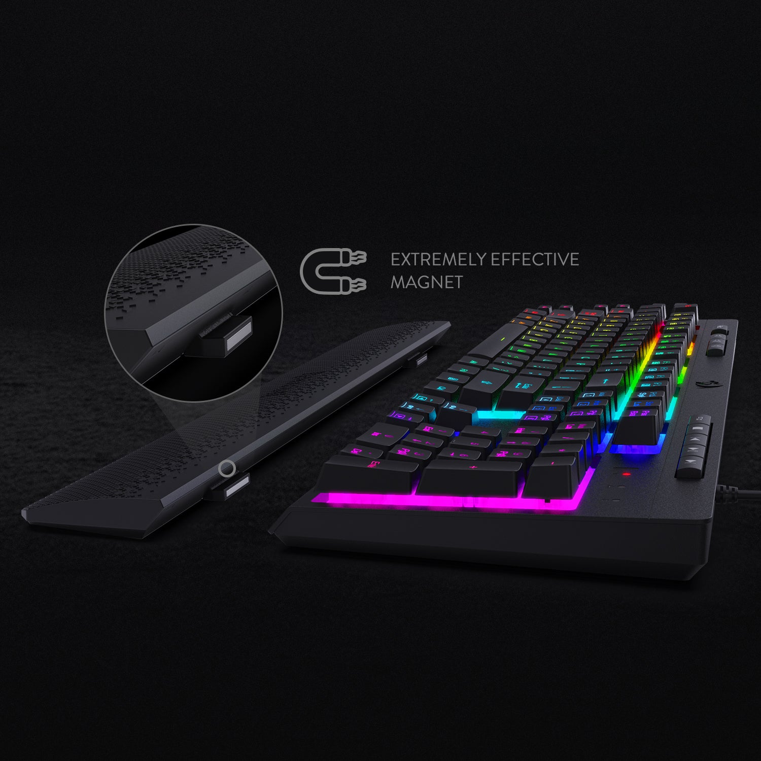 Redragon K512 SHIVA RGB Membrane Gaming Keyboard dengan Tombol Multimedia, 6 Tombol Makro On-Board Ekstra, Kontrol Media Khusus, Sandaran Pergelangan Tangan yang Dapat Dilepas