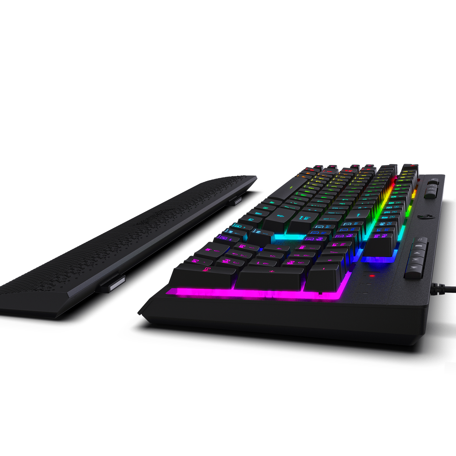 Redragon K512 SHIVA RGB Membrane Gaming Keyboard dengan Tombol Multimedia, 6 Tombol Makro On-Board Ekstra, Kontrol Media Khusus, Sandaran Pergelangan Tangan yang Dapat Dilepas