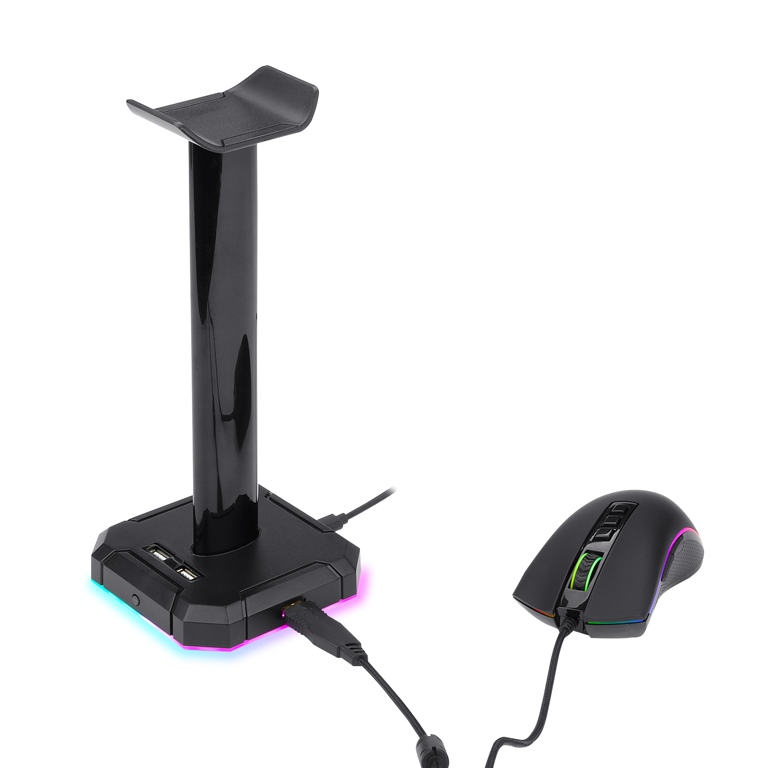 Redragon HA300 Scepter Pro Headset Stand RGB Backlit Gaming Headphone Stand with Supporting Bar