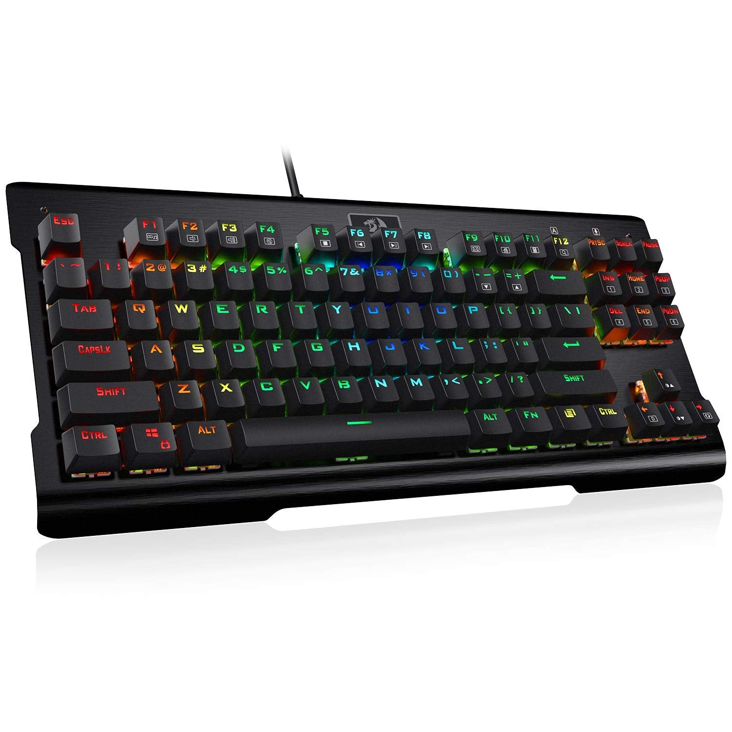 Redragon K561-US VISNU RGB Keyboard Gaming Mekanik 87 Tombol Keyboard Gaming Ringkas, Outemu Blue Switches (Tata Letak QWERTY)