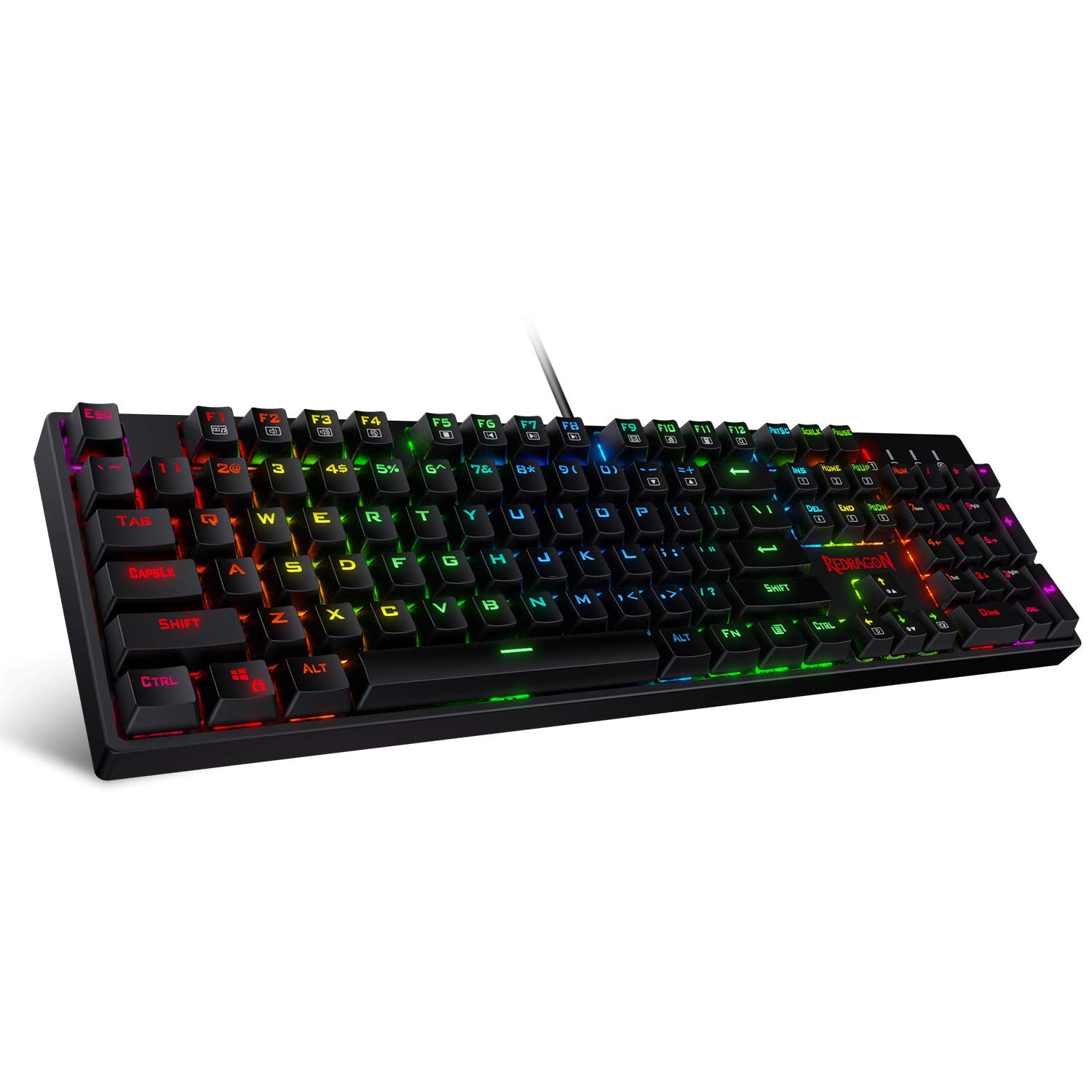 Redragon K582-BA USB QWERTY Gaming Keyboard Mekanik & Mouse Gaming M711 Cobra, 10.000 DPI, 7 Tombol yang Dapat Diprogram, Keyboard Berlampu RGB, Hitam
