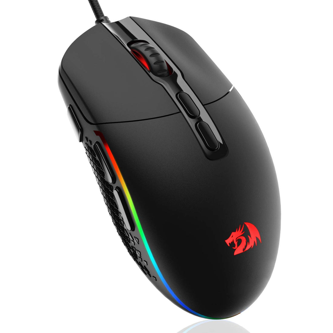 Redragon M719 Invader Gaming Maus 10.000 DPI PC Maus mit RGB Beleuchtung / 7 Programmierbaren Tasten / Feuer Tasten Optischer Sensor Wired Gaming Maus für pro Gamer (Schwarz)