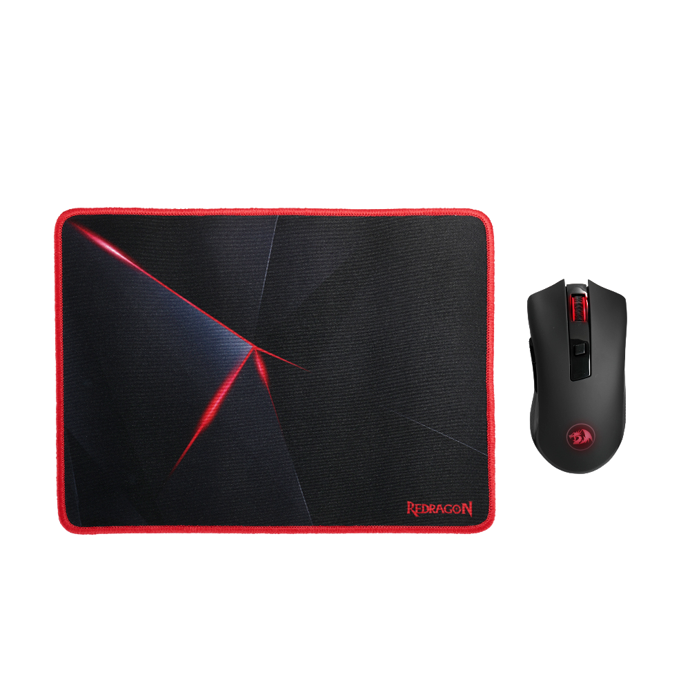 Redragon M652-BA Set Mouse Gaming Nirkabel dan Alas Mouse, Mouse Optik Nirkabel 2.4G dengan 2400 DPI dan Kombo Alas Mouse untuk Notebook, PC, Laptop, Komputer, MacBook