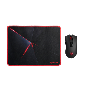 Redragon M652-BA Set Mouse Gaming Nirkabel dan Alas Mouse, Mouse Optik Nirkabel 2.4G dengan 2400 DPI dan Kombo Alas Mouse untuk Notebook, PC, Laptop, Komputer, MacBook