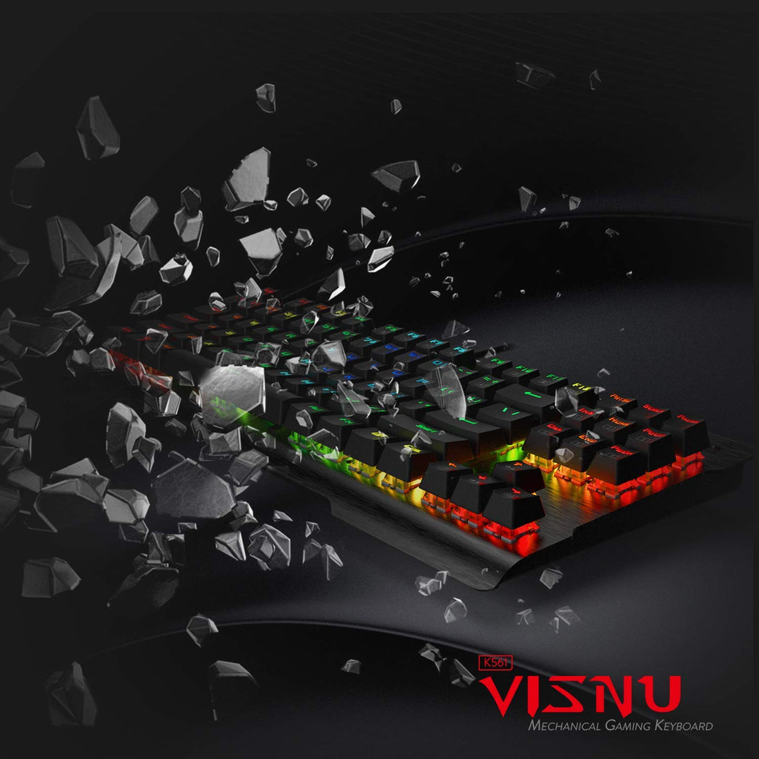Redragon K561-US VISNU RGB Mechanical Gaming Keyboard 87 Keys Compact Gaming Keyboard, Outemu Blue Switches (QWERTY-Layout)