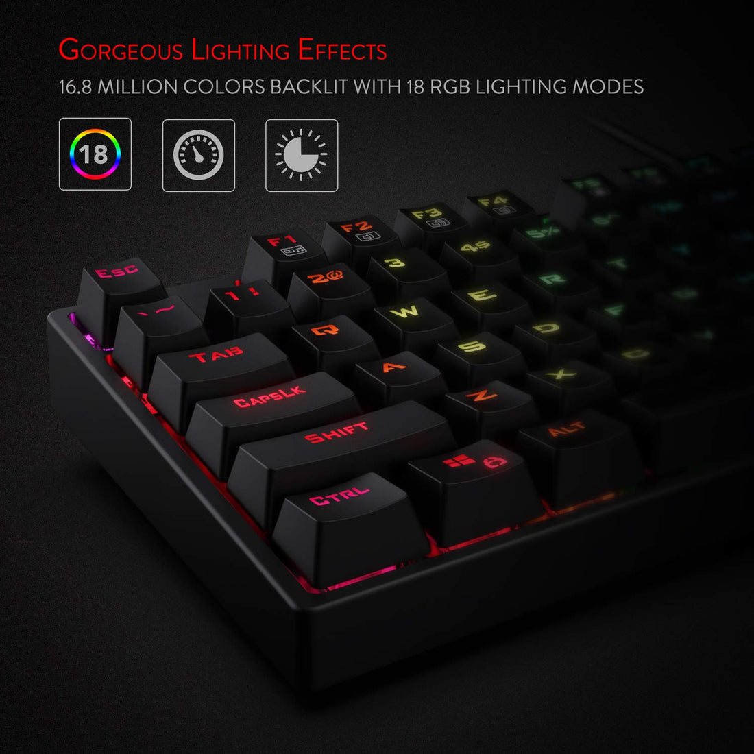 Redragon K582-BA USB QWERTY Mechanische Gaming Tastatur & M711 Cobra Gaming Maus Combo, 10.000 DPI, 7 Programmierbare Tasten, RGB Beleuchtete Tastatur, Schwarz