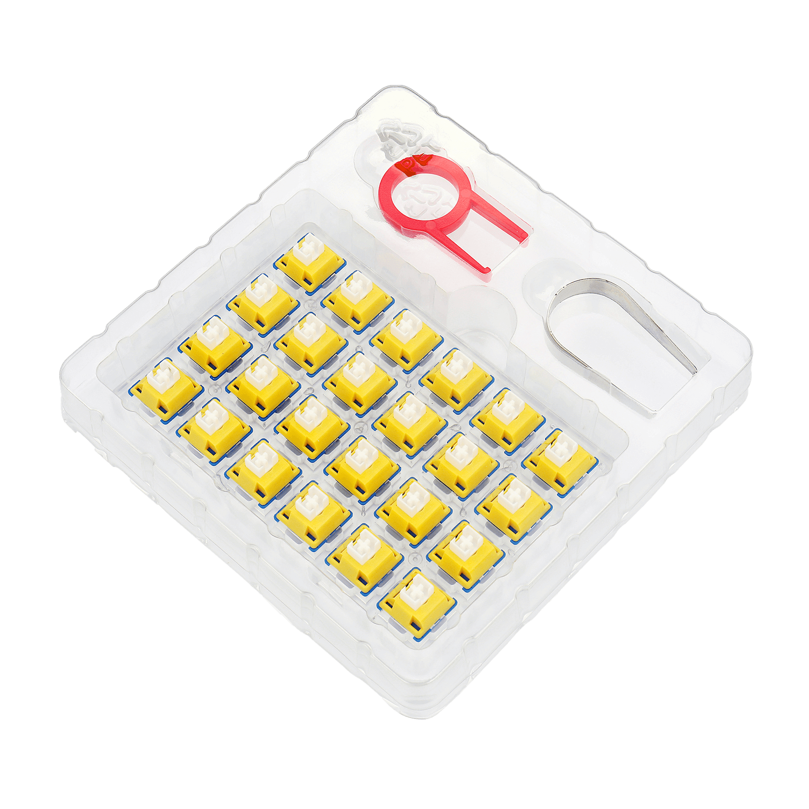 Redragon A113 Bullet-B Tactile Mechanical Switch, Modifikasi Switch Clicky Keyboard DIY Hot-Swappable, 50 Juta Klik (24 pcs Switch, Keycap + Pencabut Switch)