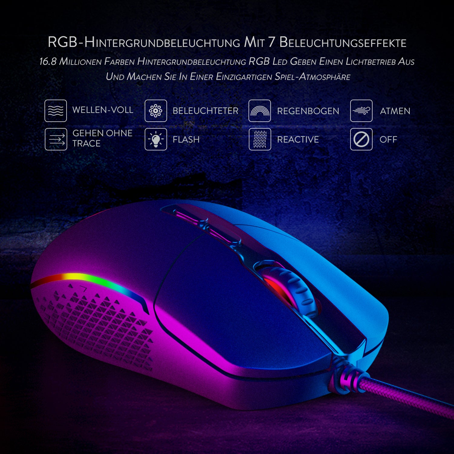 Redragon M719 Invader Gaming Mouse 10.000 DPI PC Mouse dengan Lampu Latar RGB / 7 Tombol yang Dapat Diprogram / Tombol Tembak Sensor Optik Mouse Gaming Berkabel untuk Gamer Pro (Hitam)