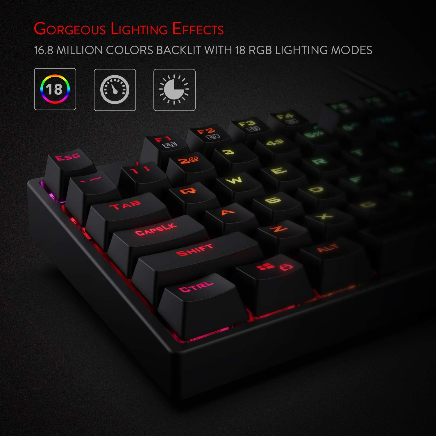 Redragon K582-BA USB QWERTY Gaming Keyboard Mekanik & Mouse Gaming M711 Cobra, 10.000 DPI, 7 Tombol yang Dapat Diprogram, Keyboard Berlampu RGB, Hitam