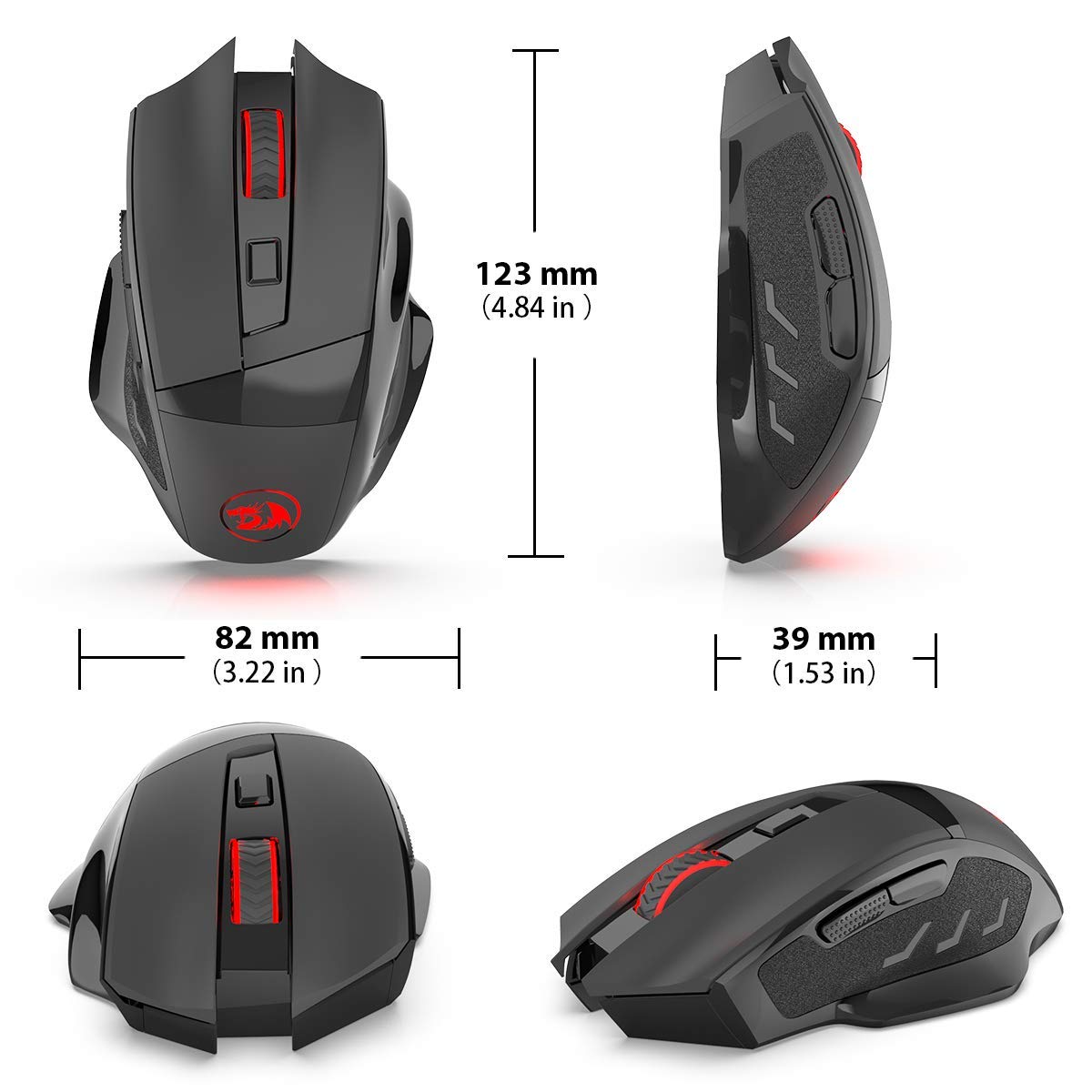 Redragon M653 MIG Mini Mouse, Mouse Nirkabel Optik 2.4G dengan Penerima Nano USB untuk Kantor & Game, 5 DPI yang Dapat Diatur, 6 Tombol Mouse Optik untuk PC Desktop, Macbook, Notebook, PC, Laptop, Komputer