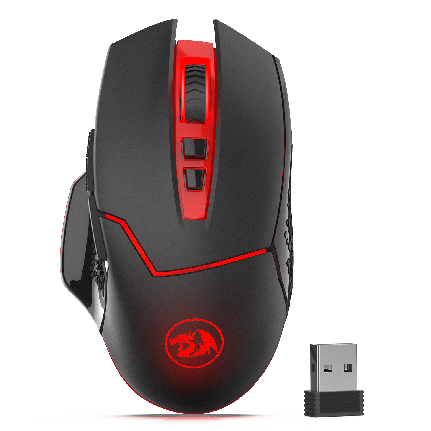 Mouse Gaming Nirkabel Redragon M690-1 dengan Penggeseran DPI, 2 Tombol Samping, 2400 DPI, Desain Ergonomis, 7 Tombol-Hitam