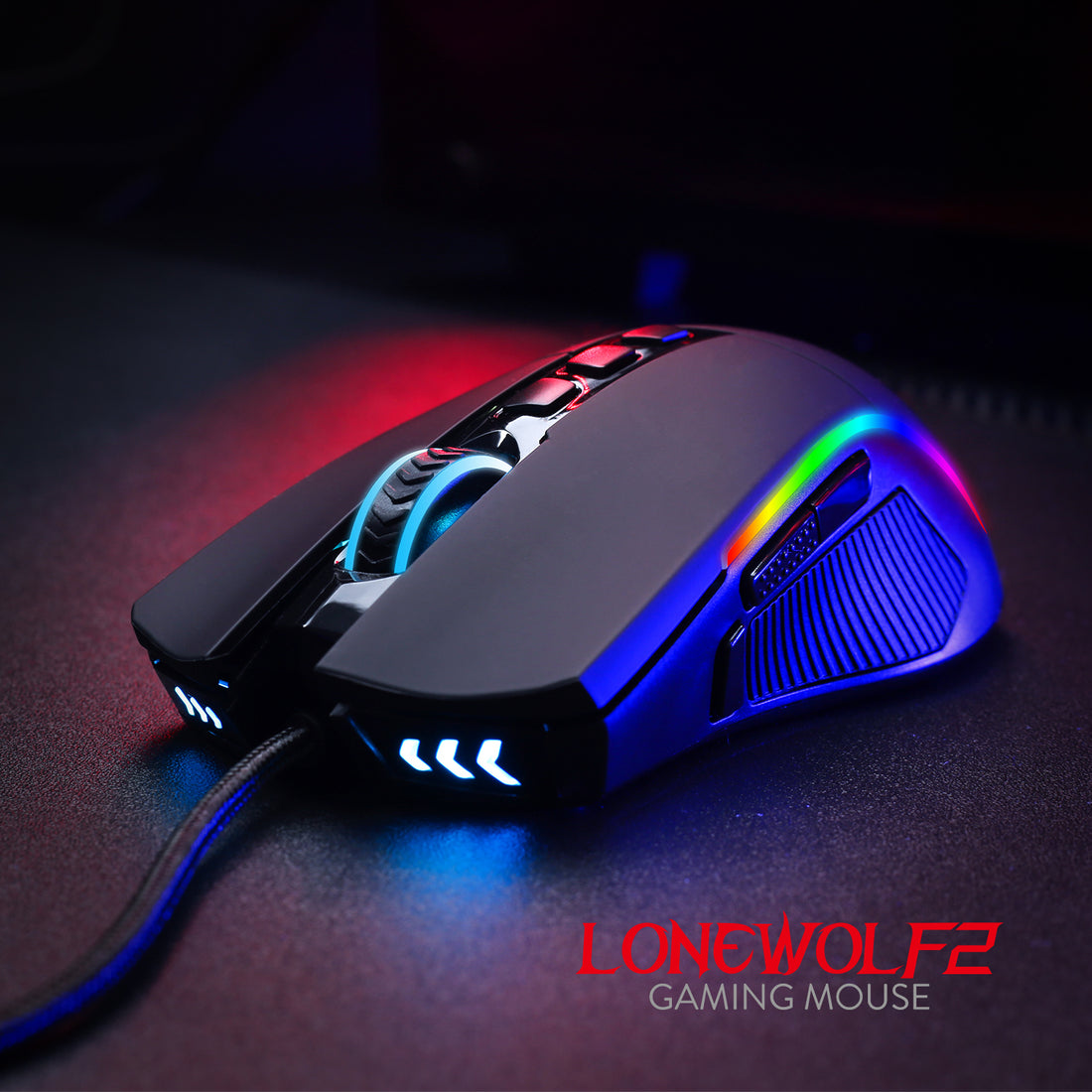 Redragon M721-Pro Lonewolf2 Gaming mouse, Wired Mouse RGB Lighting, 10 Programmable Buttons, 32,000 DPI Adjustable, Comfortable Grip Ergonomic Optical PC Computer Gaming Mice with Fire Button