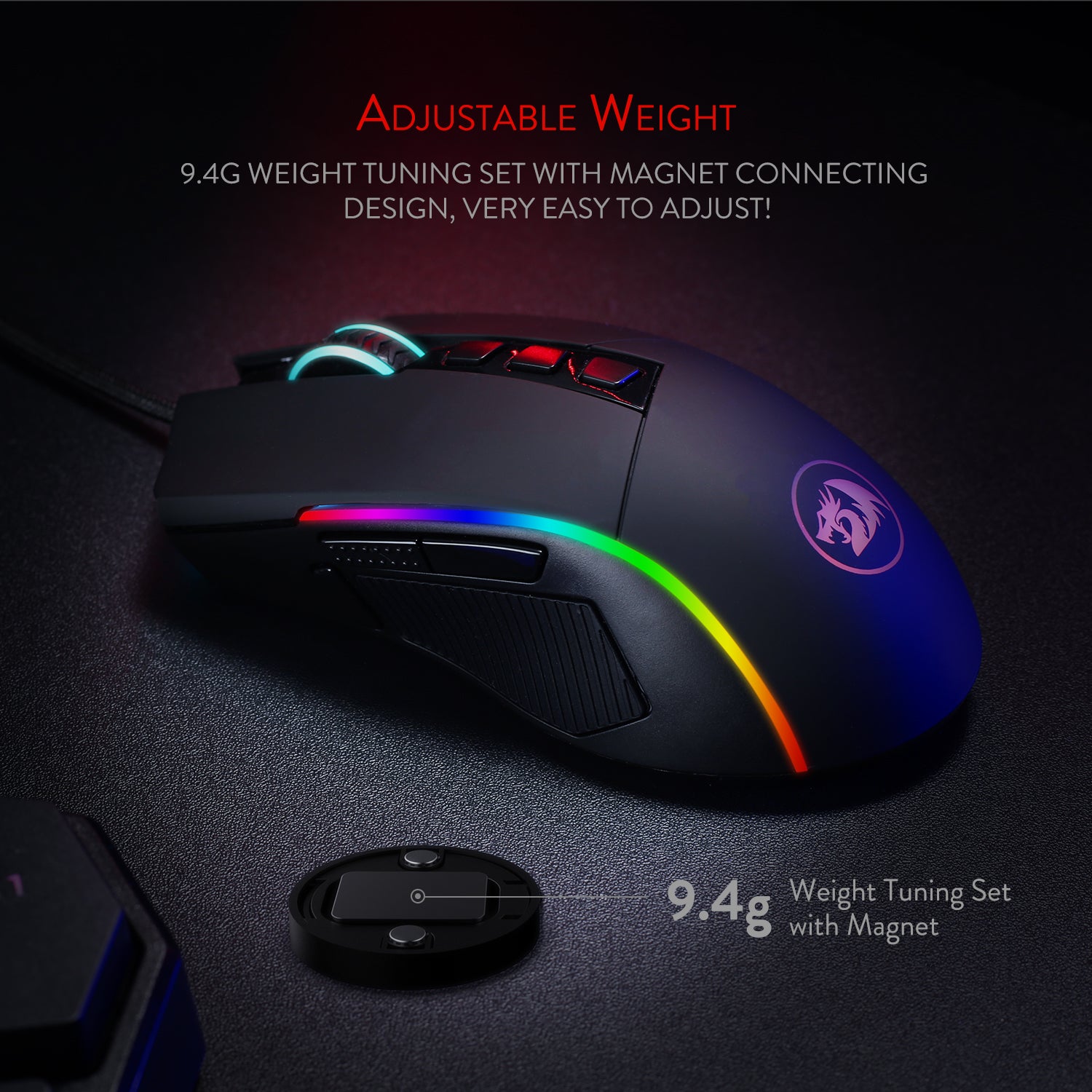 Redragon M721-Pro Lonewolf2 Gaming mouse, Mouse Berkabel Pencahayaan RGB, 10 Tombol yang Dapat Diprogram, DPI Dapat Disesuaikan hingga 32.000, Mouse Gaming Komputer PC Optik Ergonomis dengan Pegangan yang Nyaman dengan Tombol Tembak