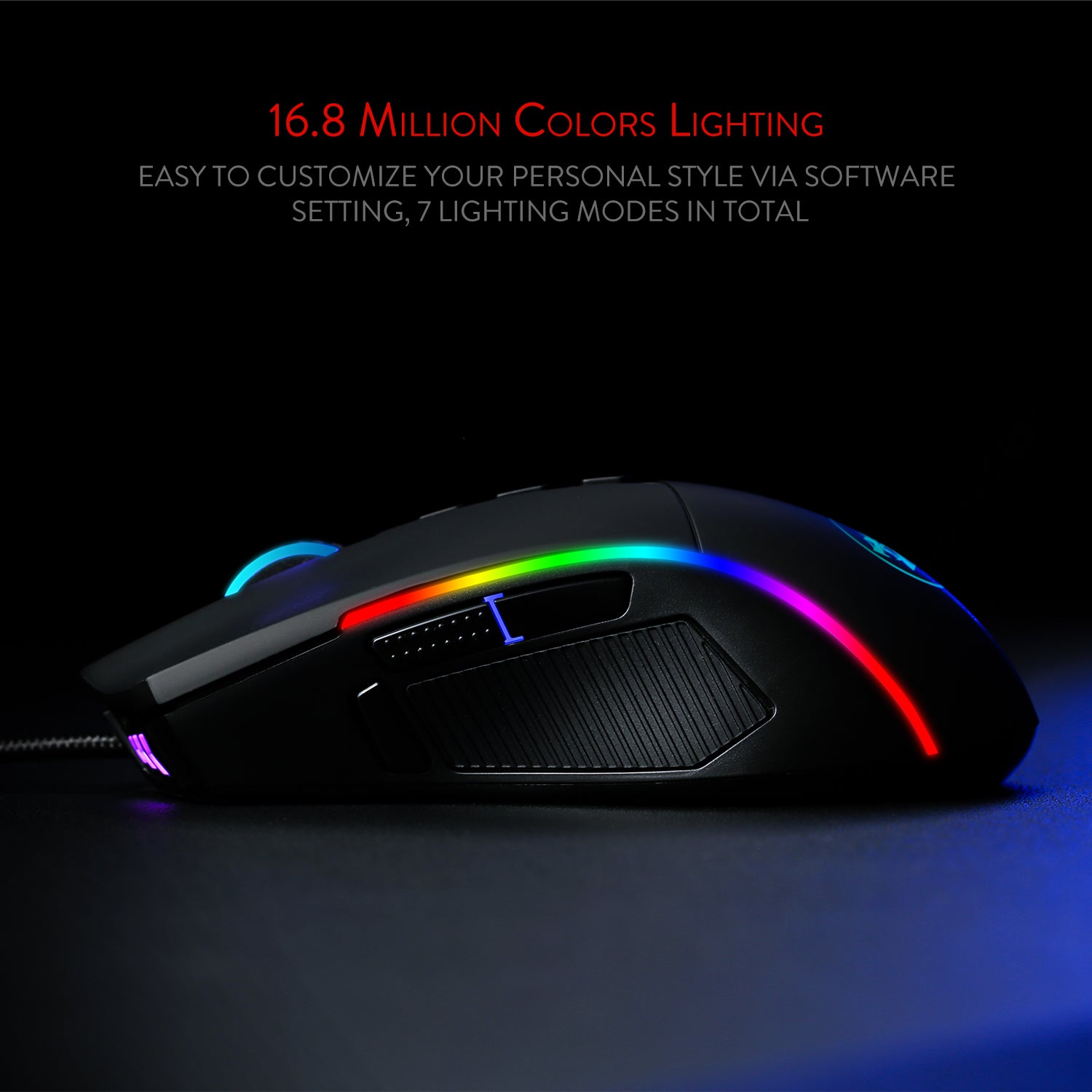 Redragon M721-Pro Lonewolf2 Gaming mouse, Mouse Berkabel Pencahayaan RGB, 10 Tombol yang Dapat Diprogram, DPI Dapat Disesuaikan hingga 32.000, Mouse Gaming Komputer PC Optik Ergonomis dengan Pegangan yang Nyaman dengan Tombol Tembak