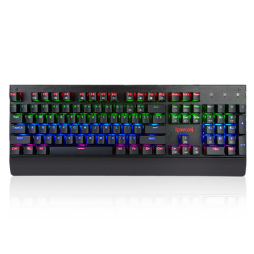 Redragon K557 RGB Keyboard Gaming Mekanik Tahan Air Lampu Latar dengan Blue Switch, Anti-ghosting 104 Tombol