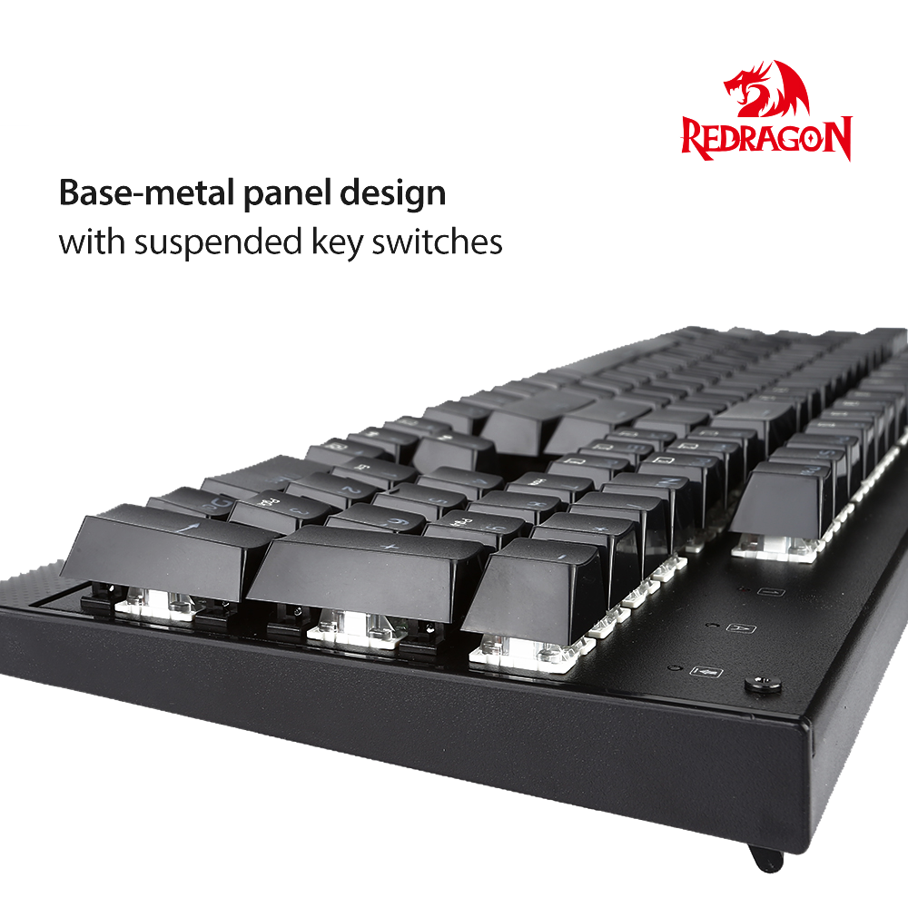Redragon K557 RGB Backlit Waterproof Mechanical Gaming Keyboard with Blue Switches, Anti-ghosting 104 Keys