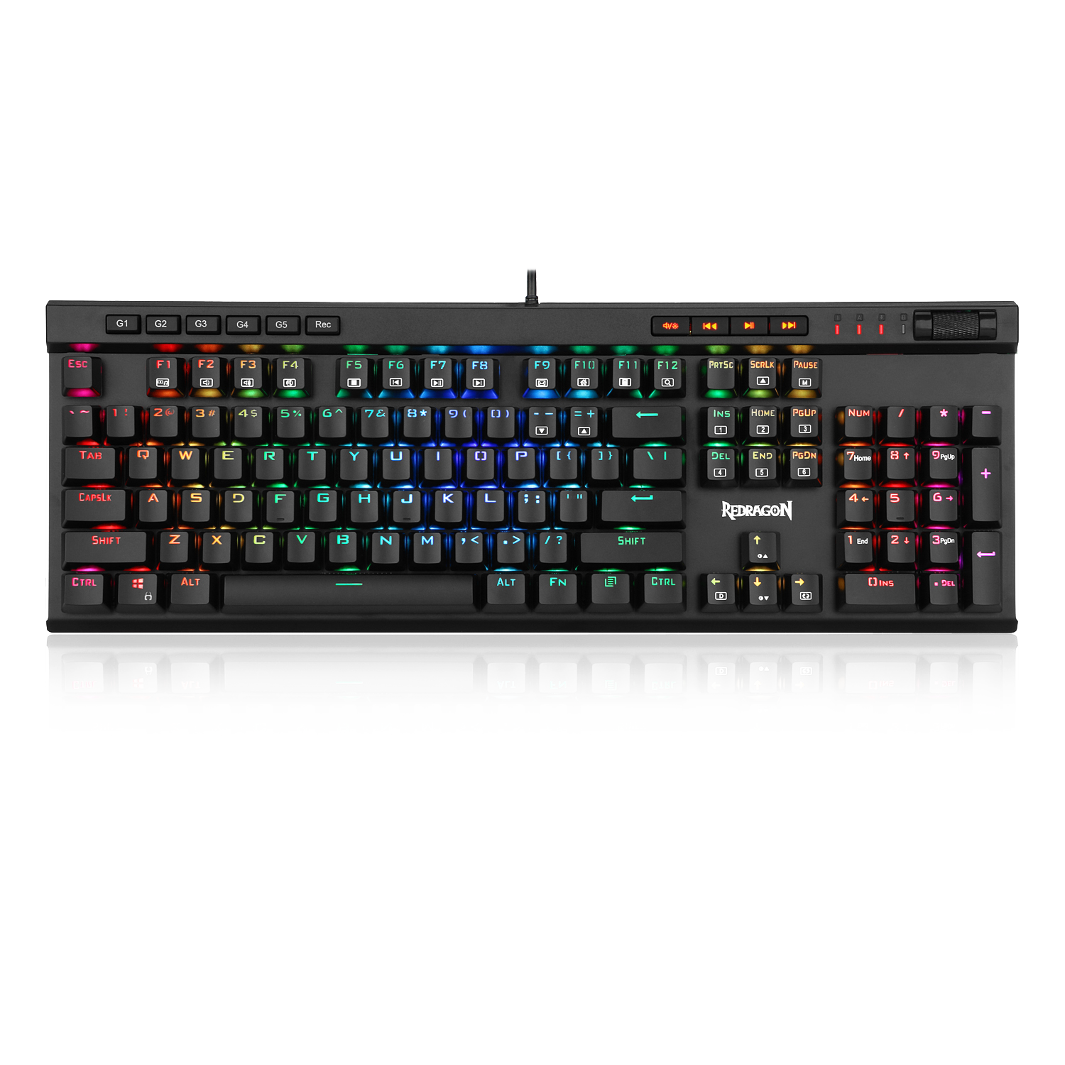 Keyboard Gaming Mekanik Redragon K580-PRO RGB Backlit 104 Tombol Anti-Ghosting dengan Tombol Makro & Kontrol Media Khusus, Perekaman Makro Onboard (Sakelar Cokelat Optik)