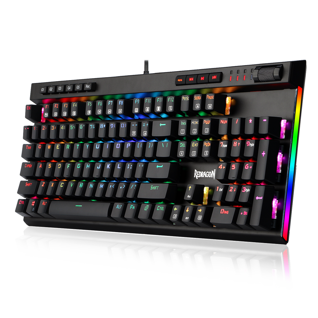 Redragon K580-PRO RGB Backlit Mechanical Gaming Keyboard 104 Keys Anti-ghosting with Macro Keys & Dedicated Media Controls, Onboard Macro Recording (Optical Blue Switches)